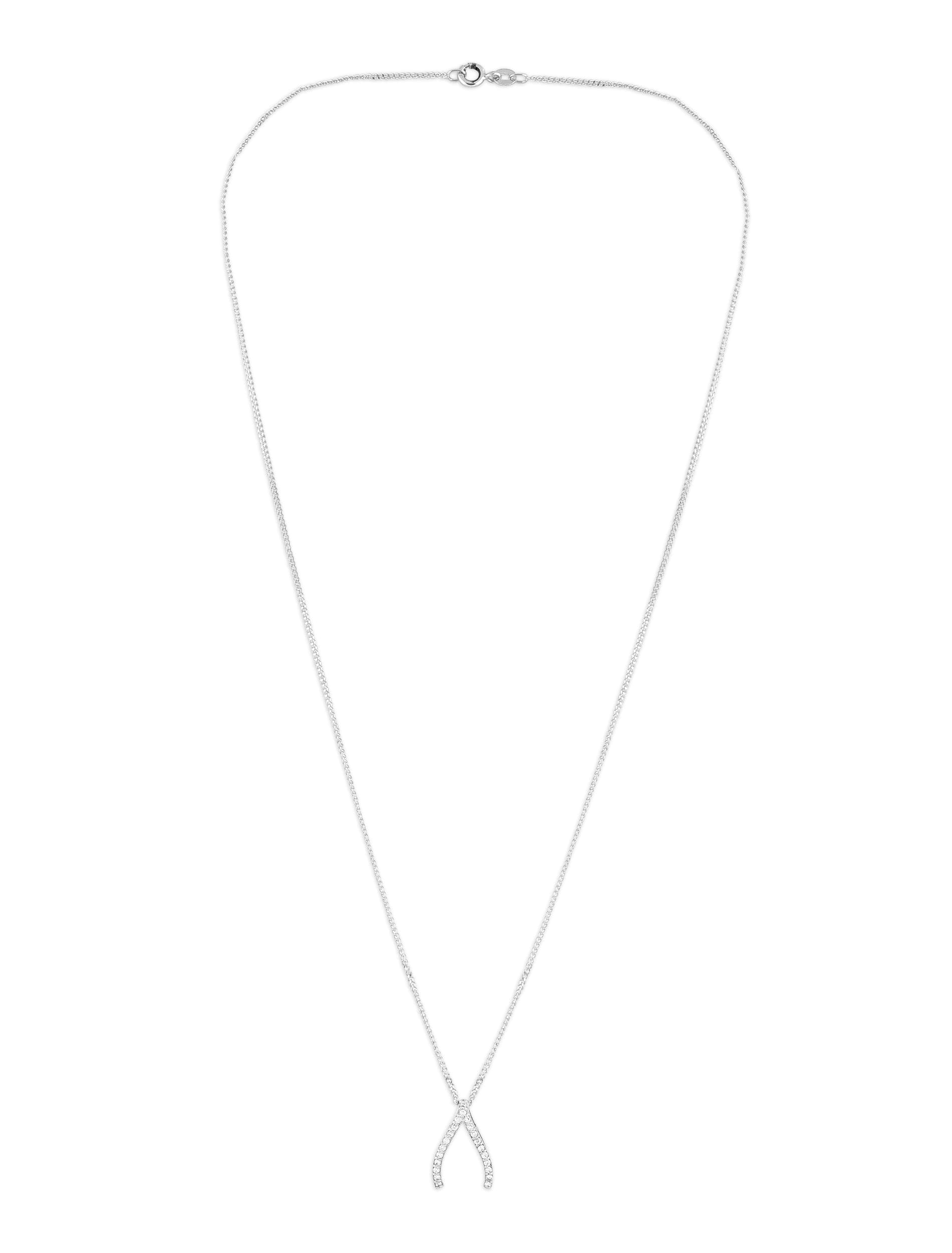 Wishbone Necklace | Dainty Zircon Sterling Silver Pendant Fian