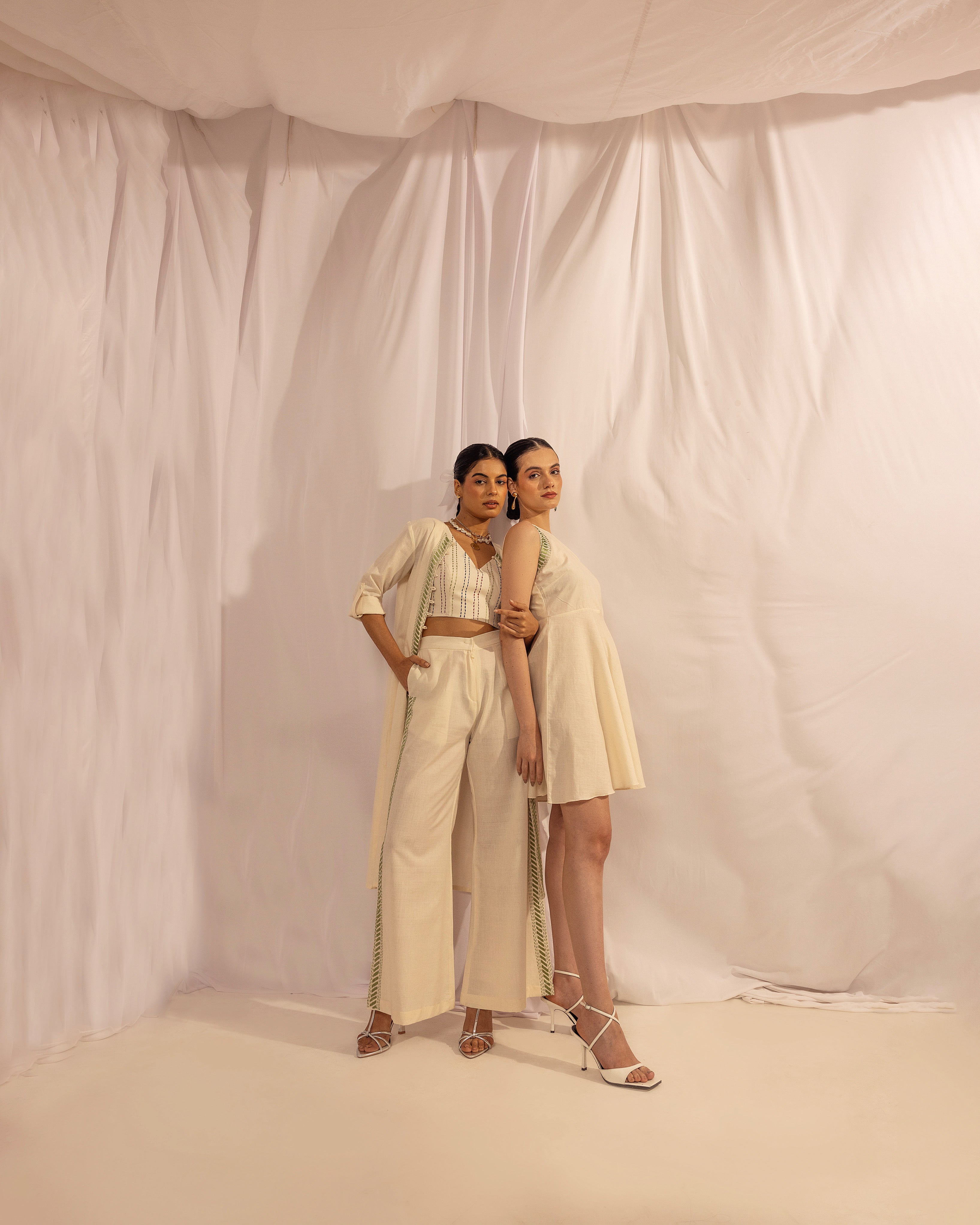 Wide Leg Trousers | Kantha Stitch Detail Pants The House Of Ara