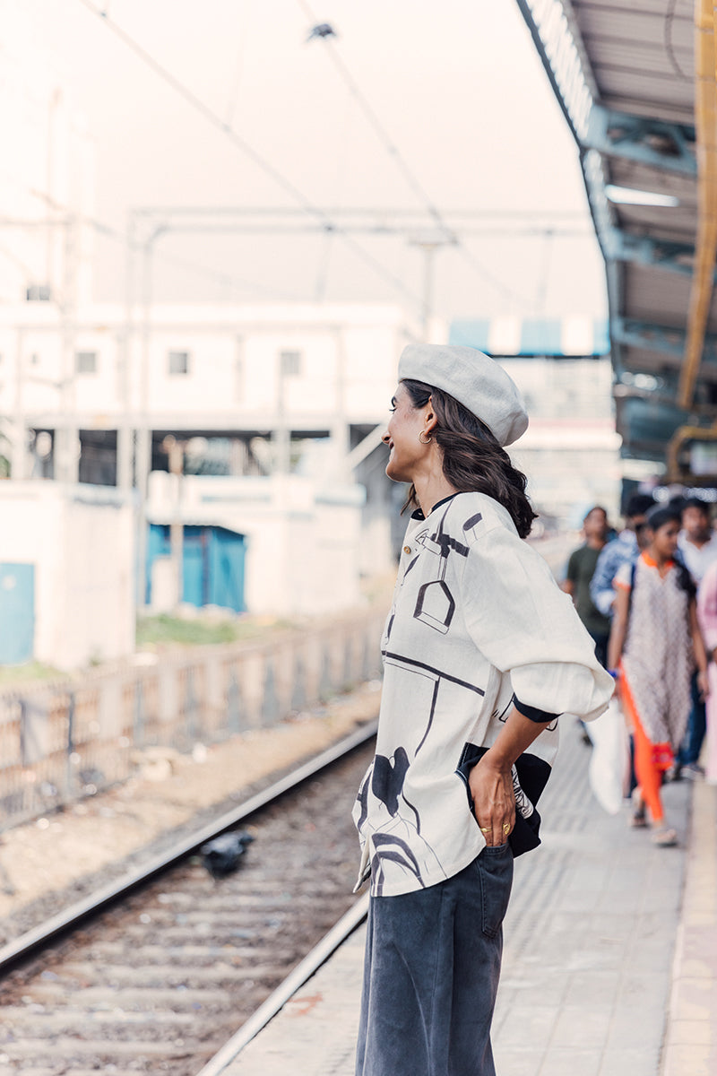 Railway Shirt | Hand-Painted Cotton Shirt Asaii