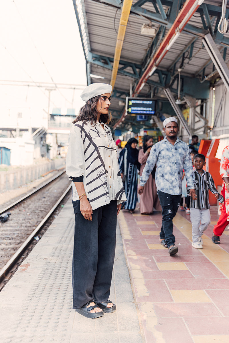 Railway Shirt | Hand-Painted Cotton Shirt Asaii
