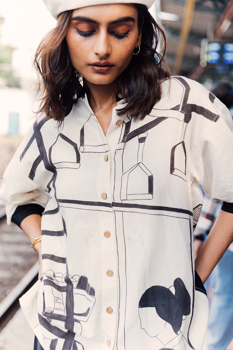 Railway Shirt | Hand-Painted Cotton Shirt Asaii