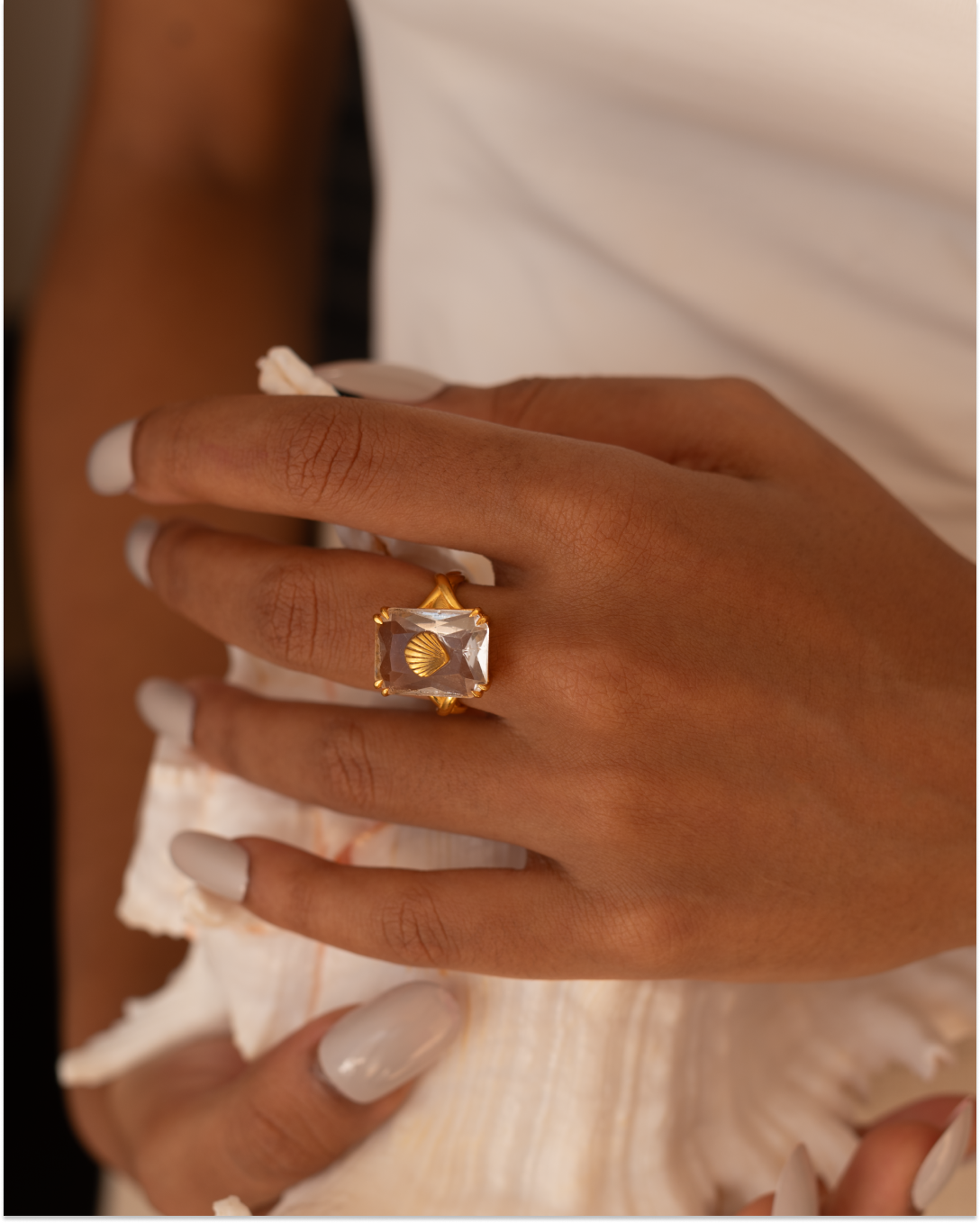 Shell Drop Ring | Ocean Inspired Statement Ring