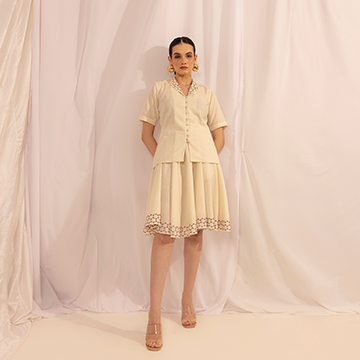 Hand-Embroidered Kantha Shirt | Off White Handwoven Cotton The House Of Ara