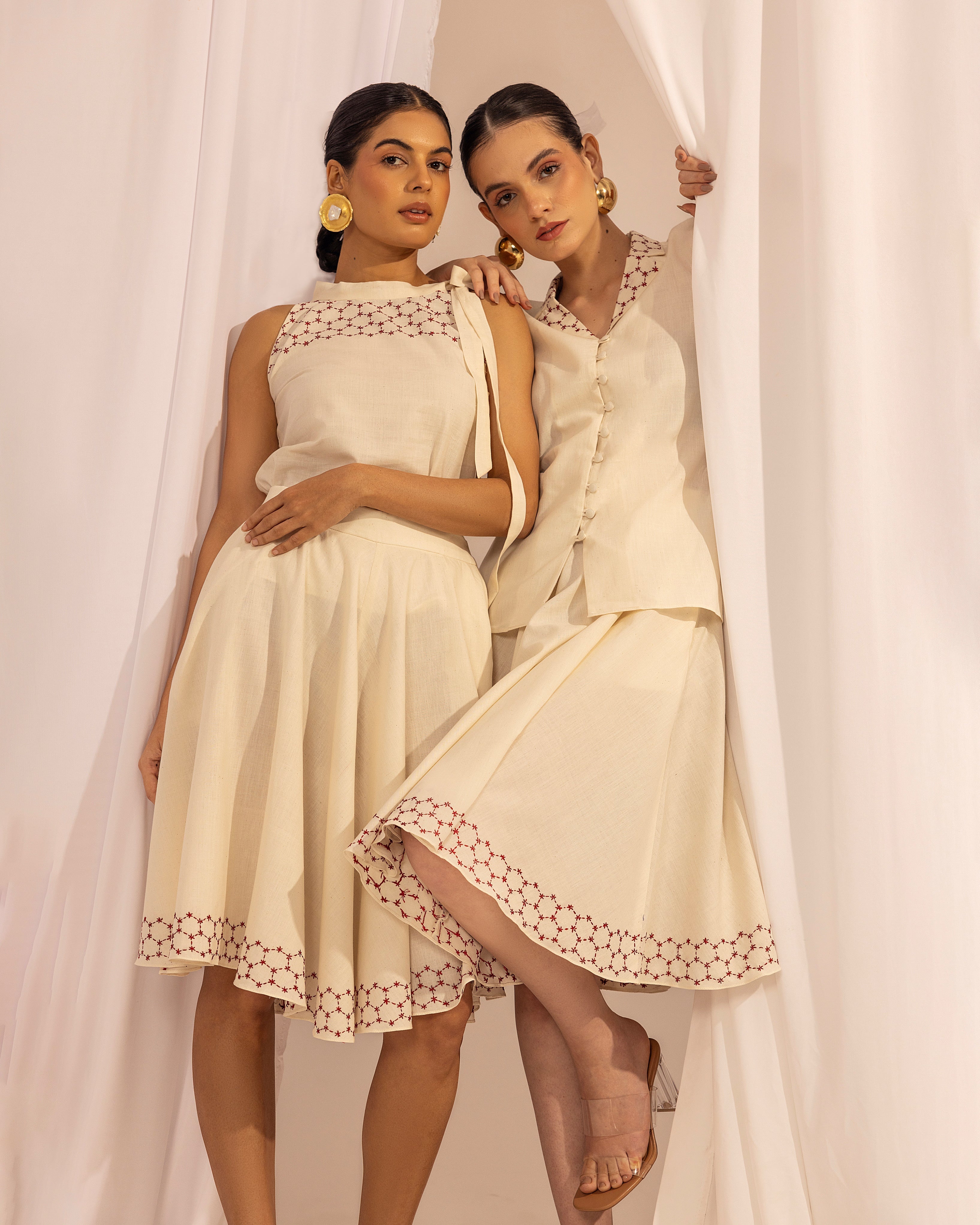 Tie Detail Top | Kantha Cotton High Neck Top The House Of Ara