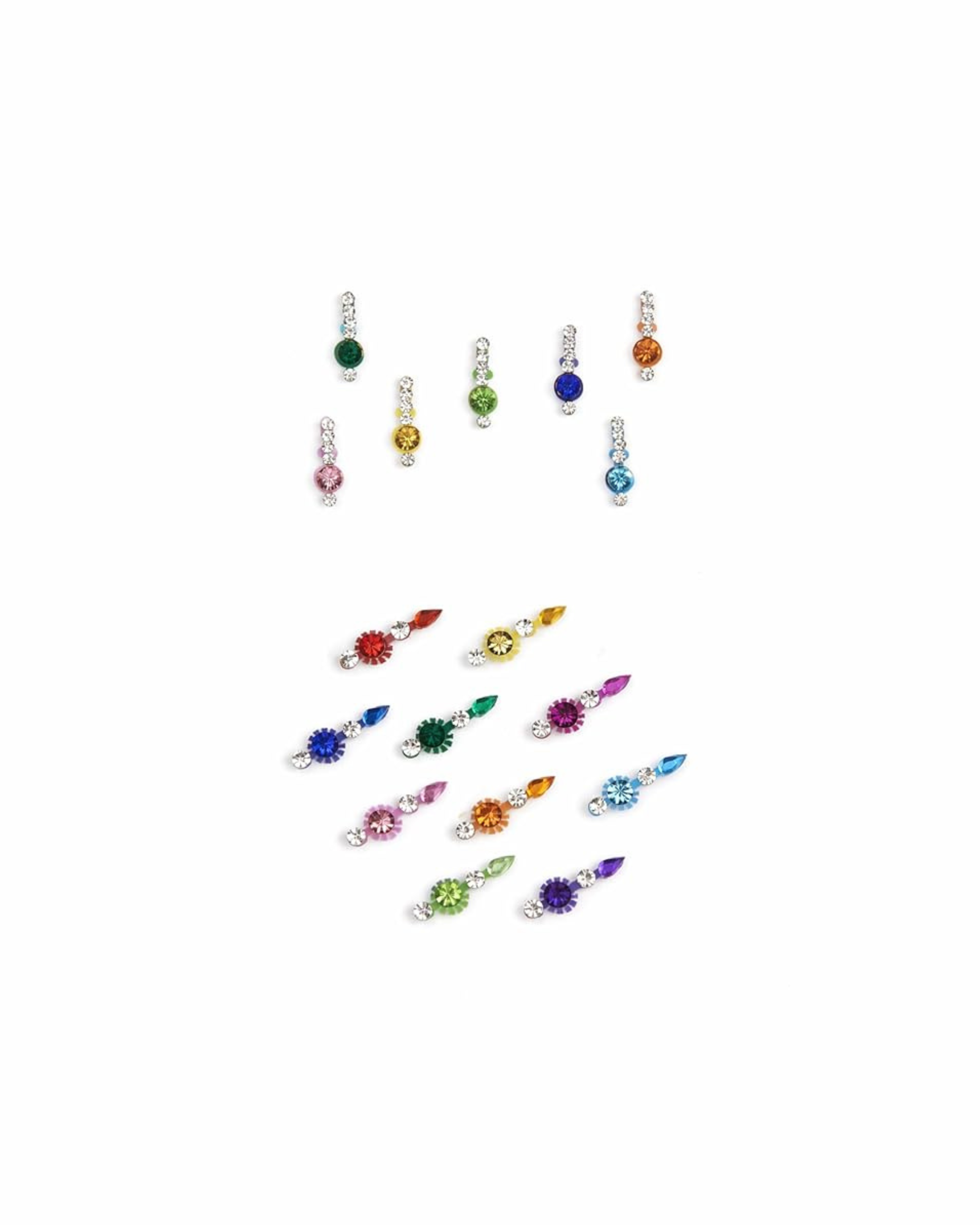 Fancy Assorted Multi-Coloured Rhinestone Statement Bindis | Pack of 60 | Premium Indian Wedding & Occasion Accessories 