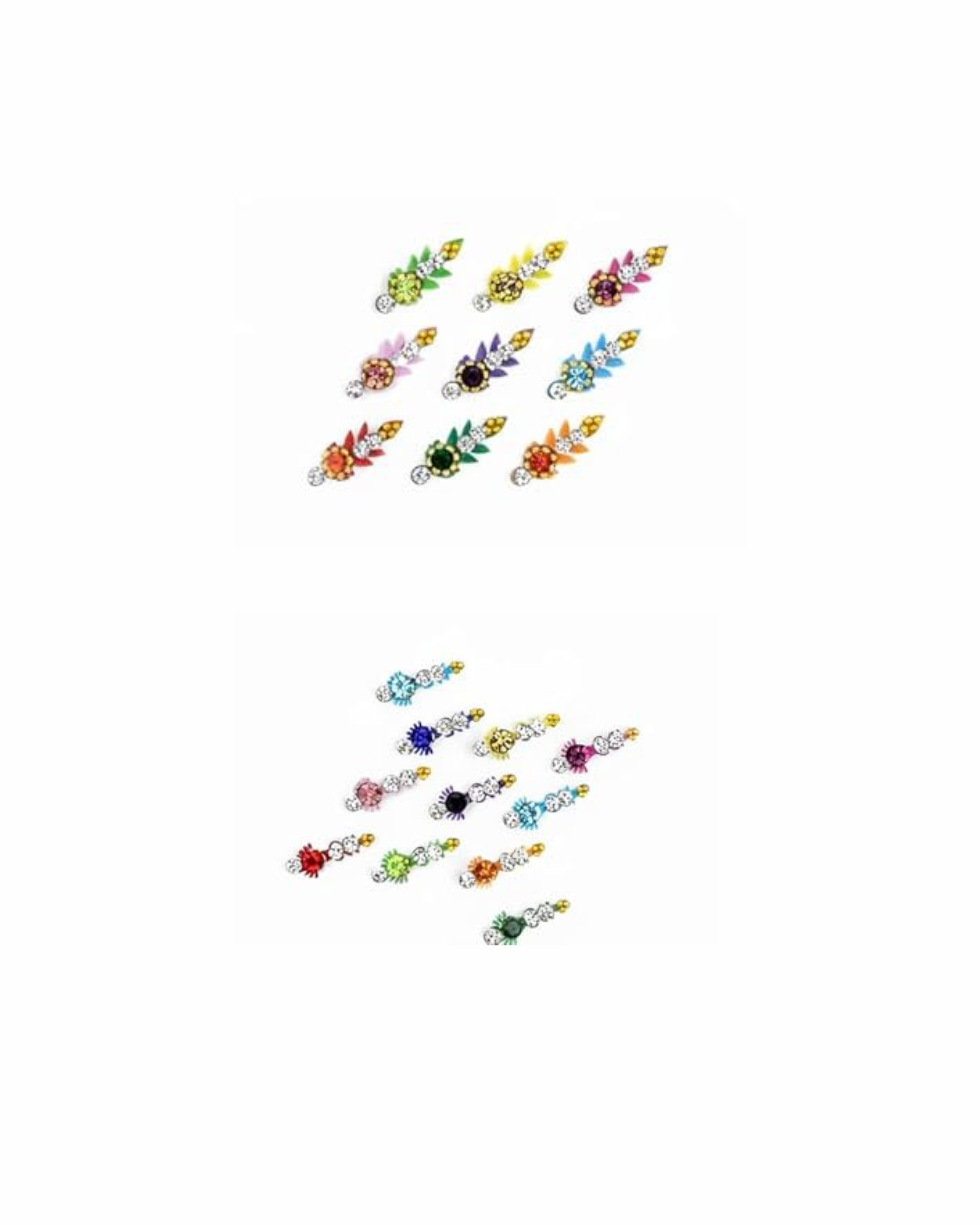 Fancy Assorted Multi-Coloured Rhinestone Statement Bindis | Pack of 60 | Premium Indian Wedding & Occasion Accessories 