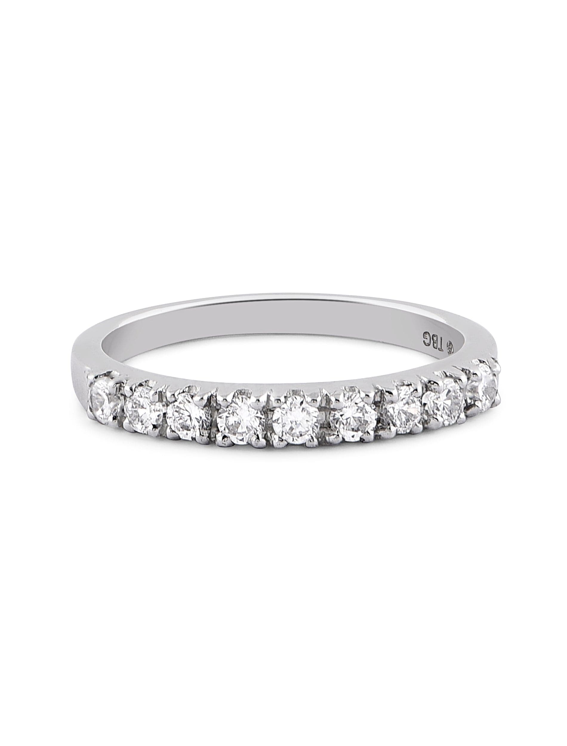 Crescenzo Ring | Stackable Zircon Studded Band Sterling Silver Fian