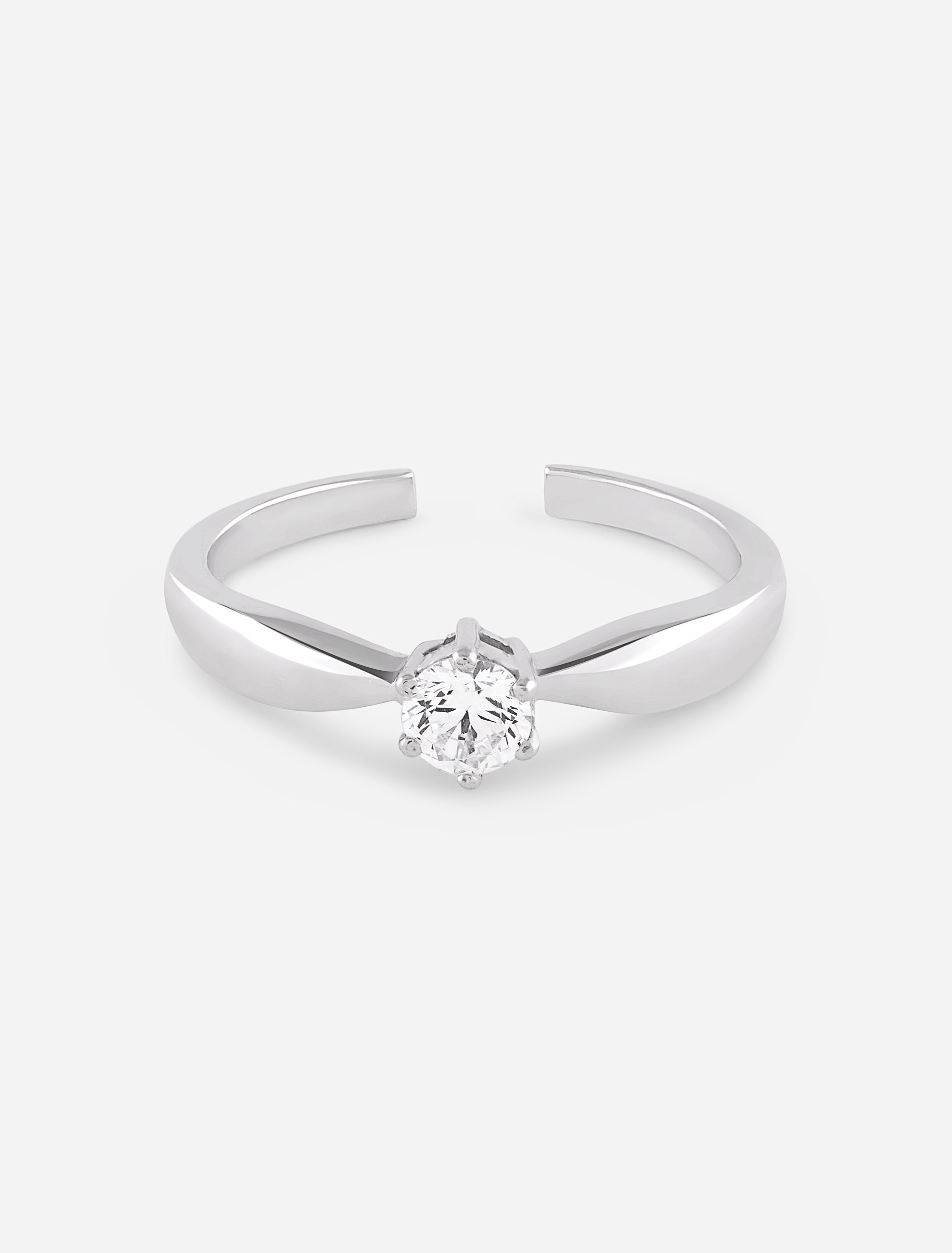 Day Star Ring | Tapered Solitaire Zircon Sterling Silver Adjustable Fian