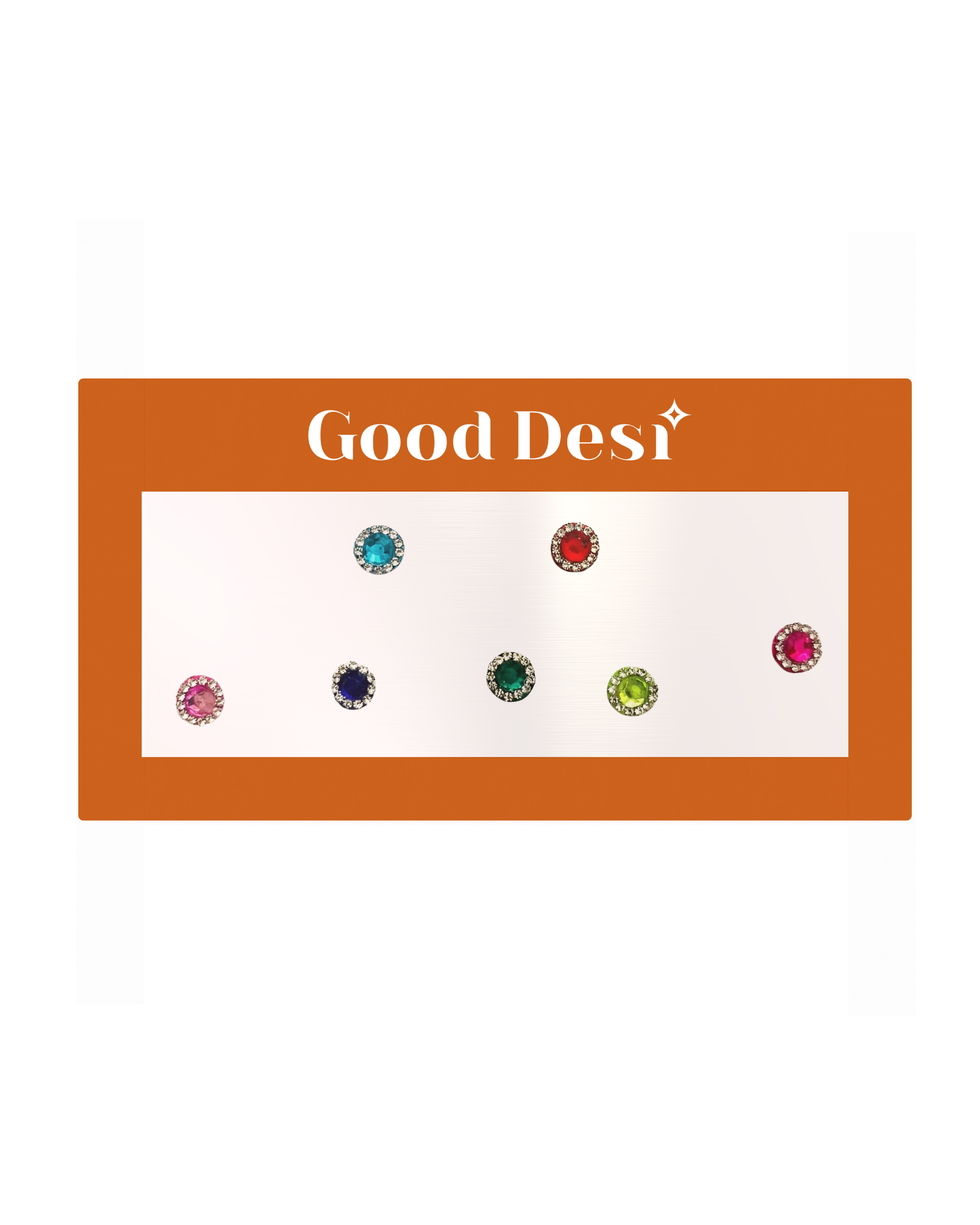 Multi-Coloured Round Crystal Bindis | Pack of 7 | Premium Self-Adhesive Bridal & Occasion Wear Bindis 