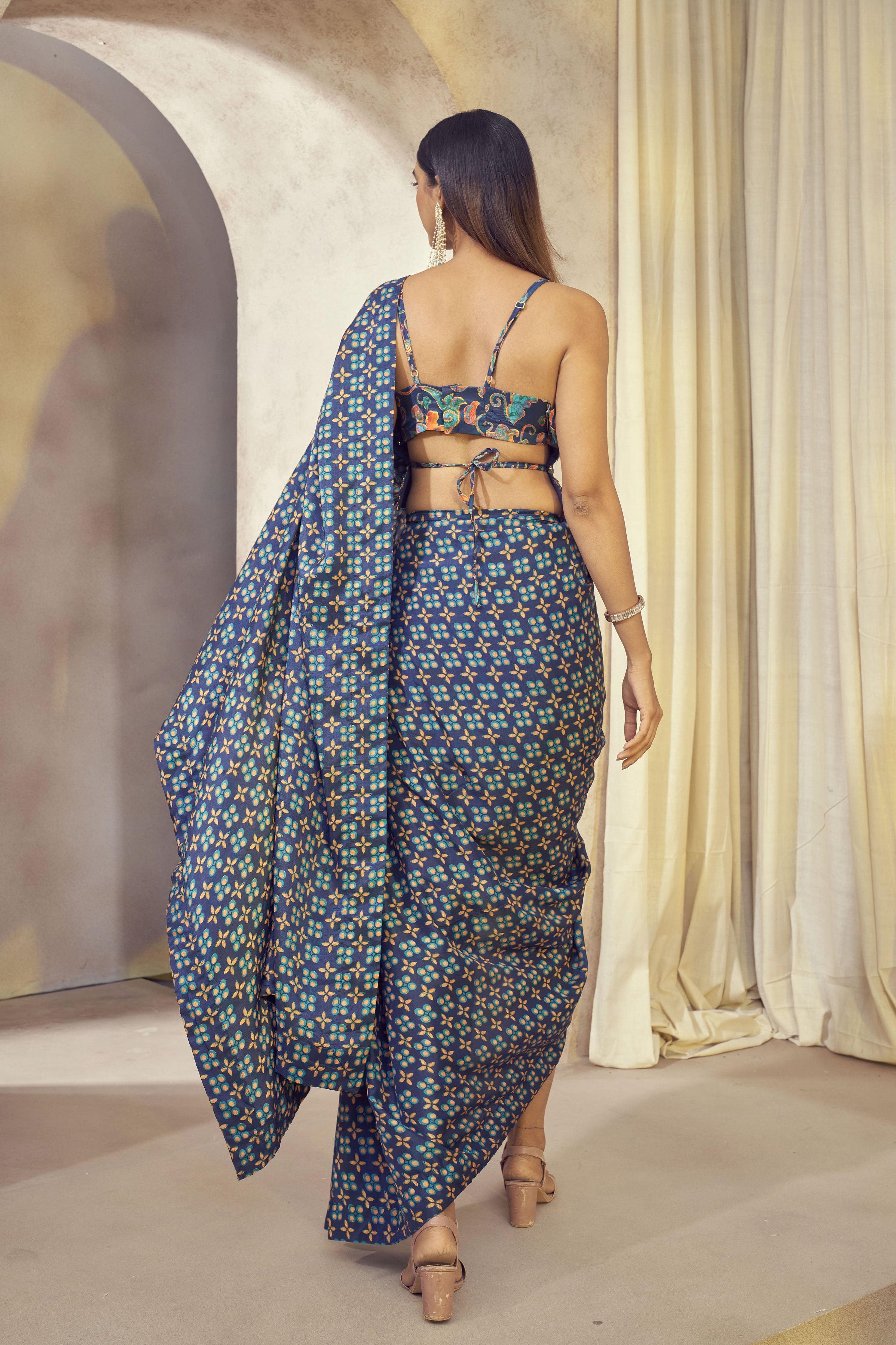 Maaya Pre-Draped Saree With Butterfly Top | Designer Indian Wedding and Occasion Wear 