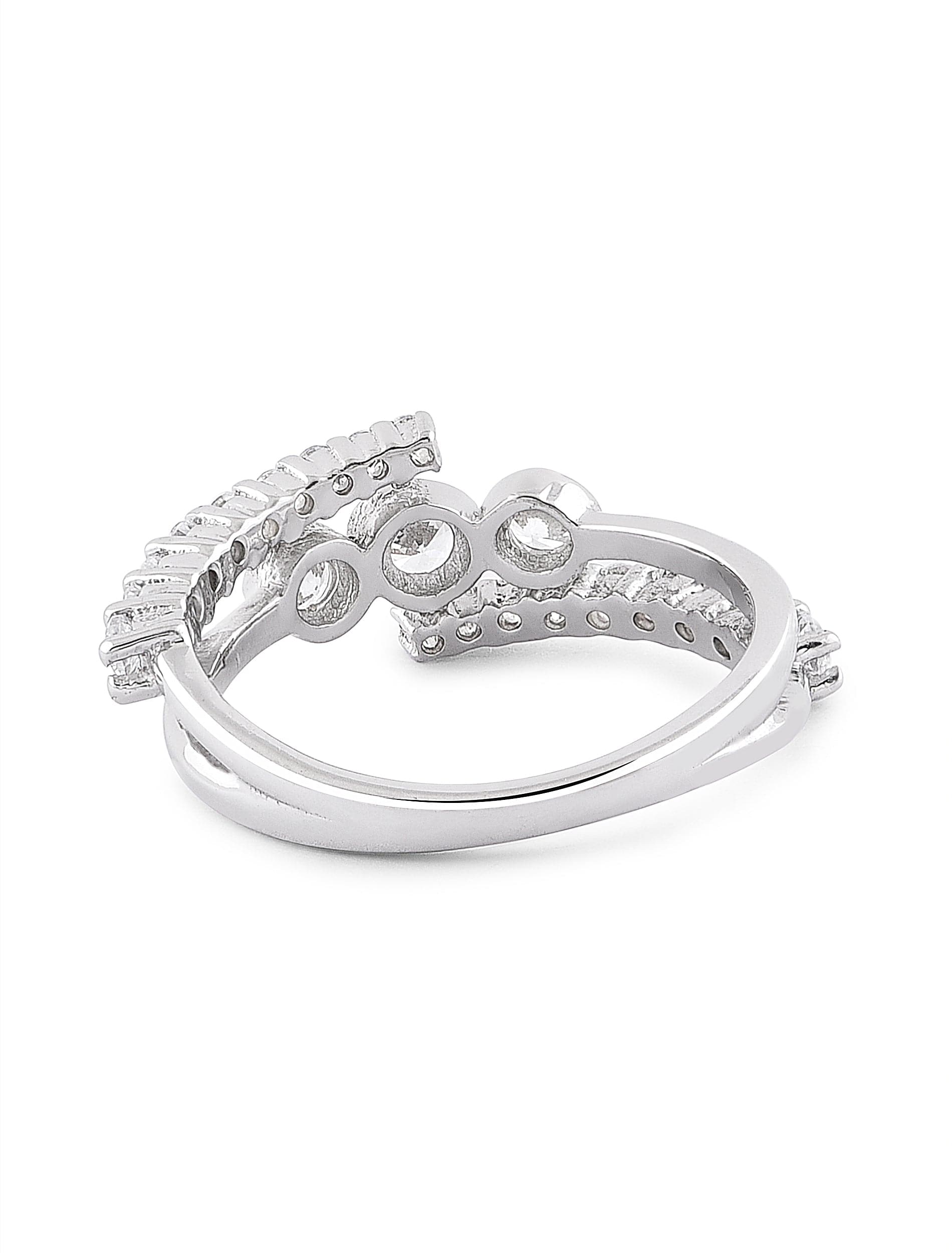 Saturn Ring | Three Solitaire Zircon Sterling Silver Stackable Fian