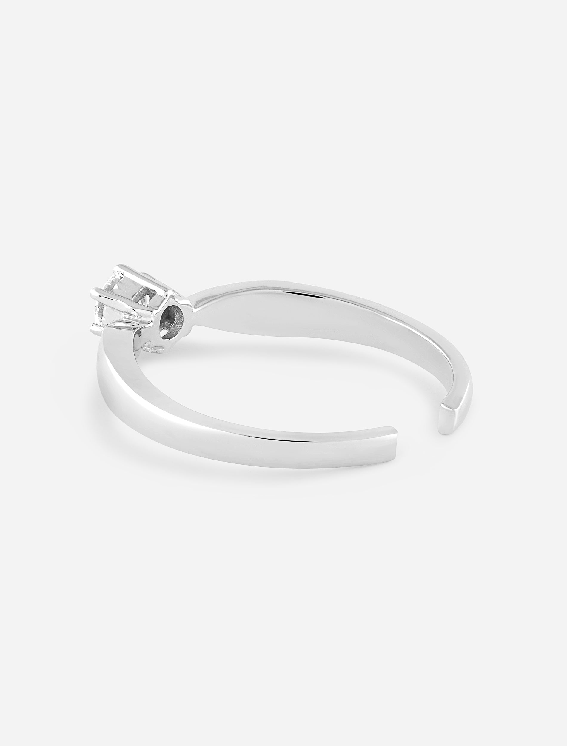 Day Star Ring | Tapered Solitaire Zircon Sterling Silver Adjustable Fian