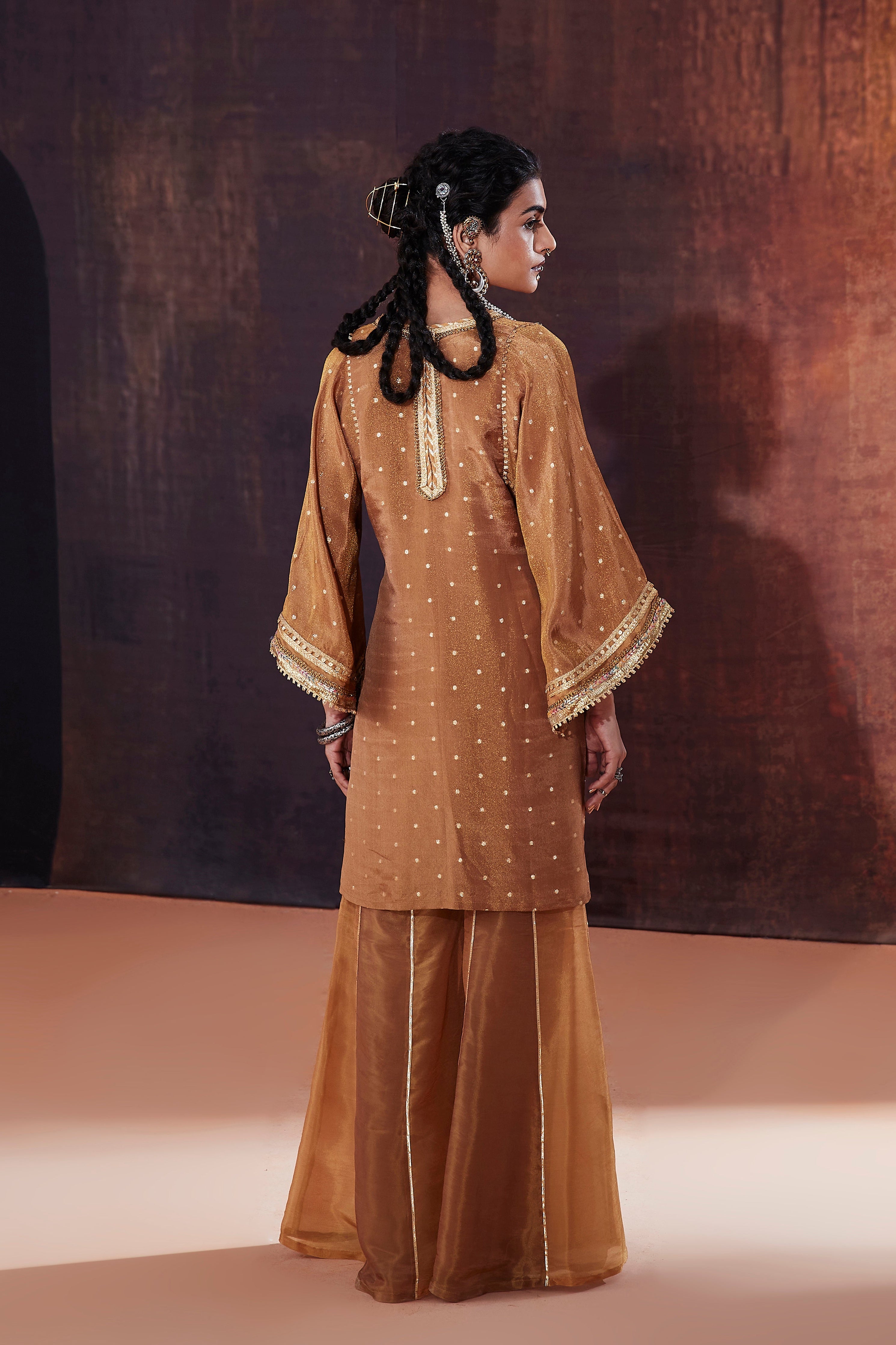 Brown Kalidar Sharara Set | Elegant Indian Occasion Wear