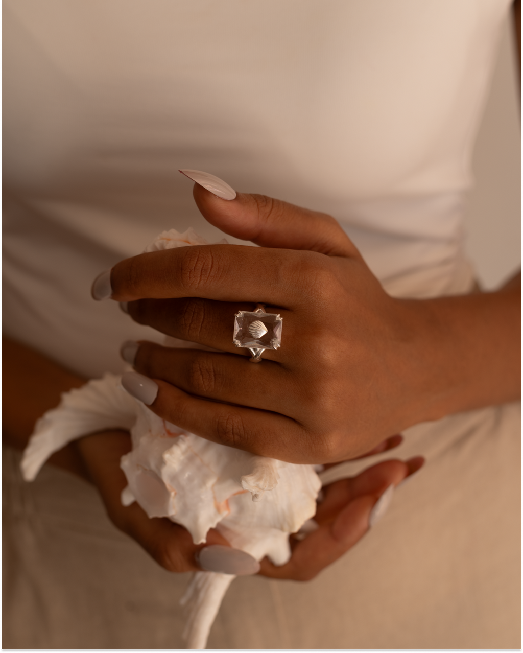 Shell Drop Ring | Ocean Inspired Statement Ring