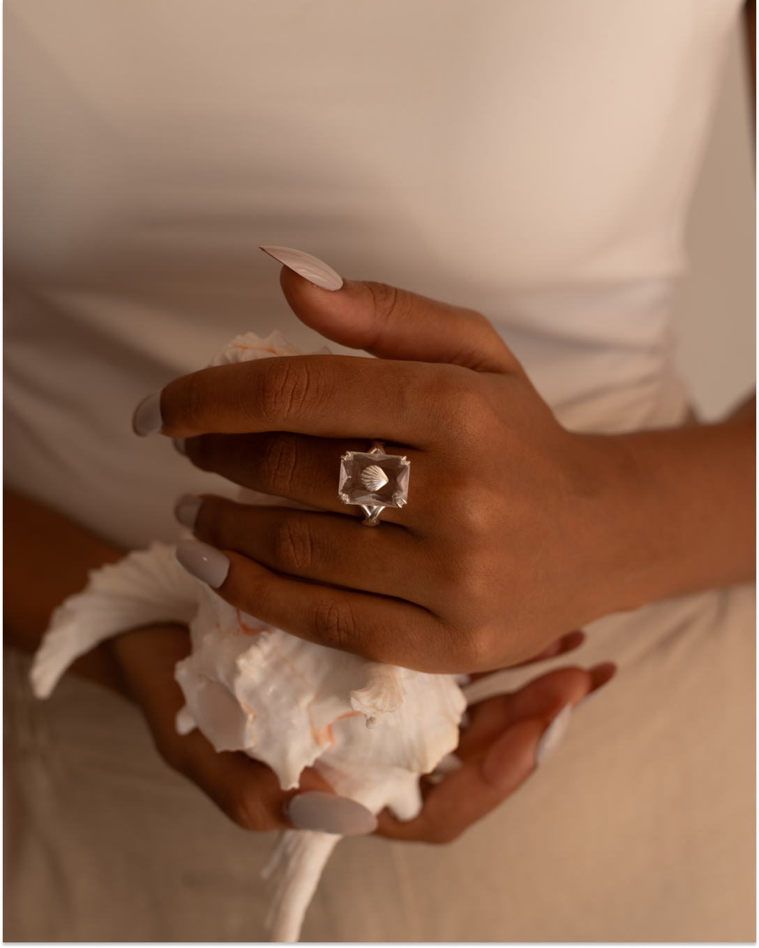 Shell Drop Ring | Ocean Inspired Statement Ring