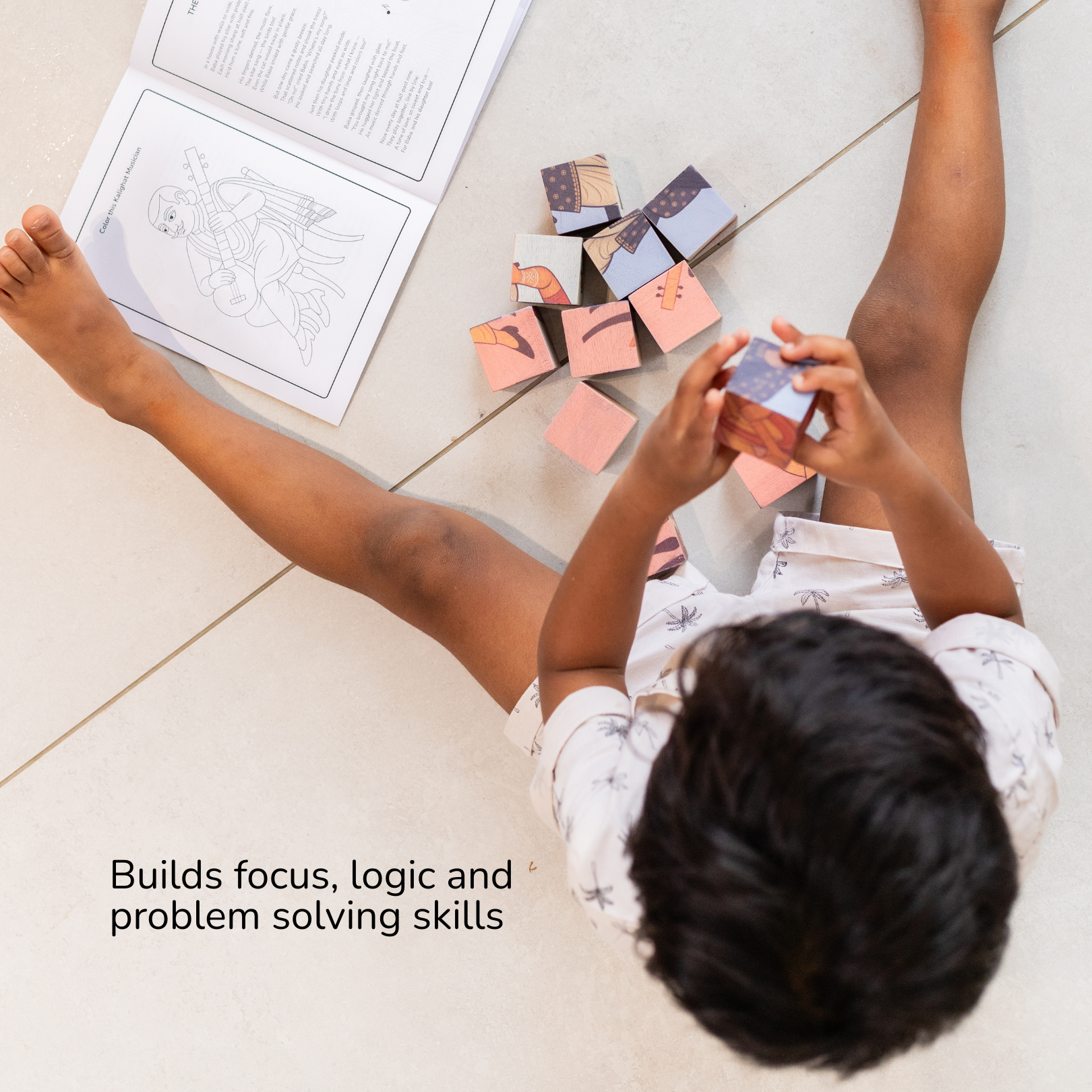 Kalighat Heritage Folk Puzzles | Set of 6 India-Inspired Block Puzzles | Engaging Toys For Children