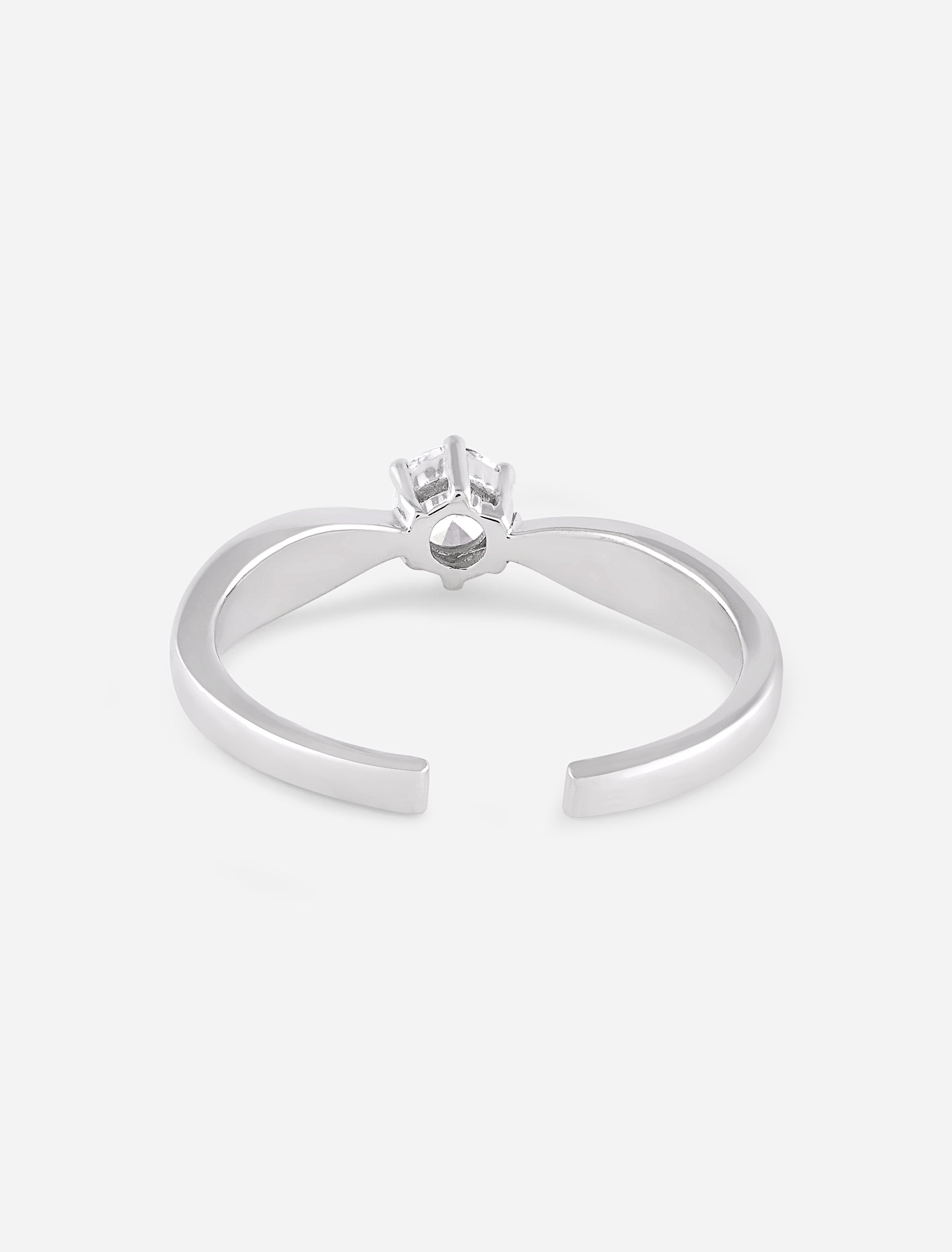 Day Star Ring | Tapered Solitaire Zircon Sterling Silver Adjustable Fian