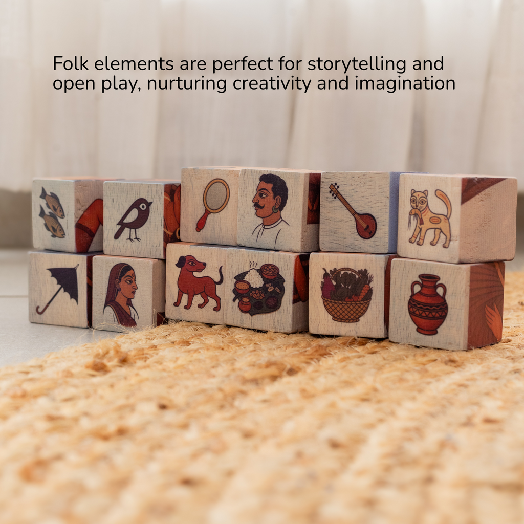 Kalighat Heritage Folk Puzzles | Set of 6 India-Inspired Block Puzzles | Engaging Toys For Children