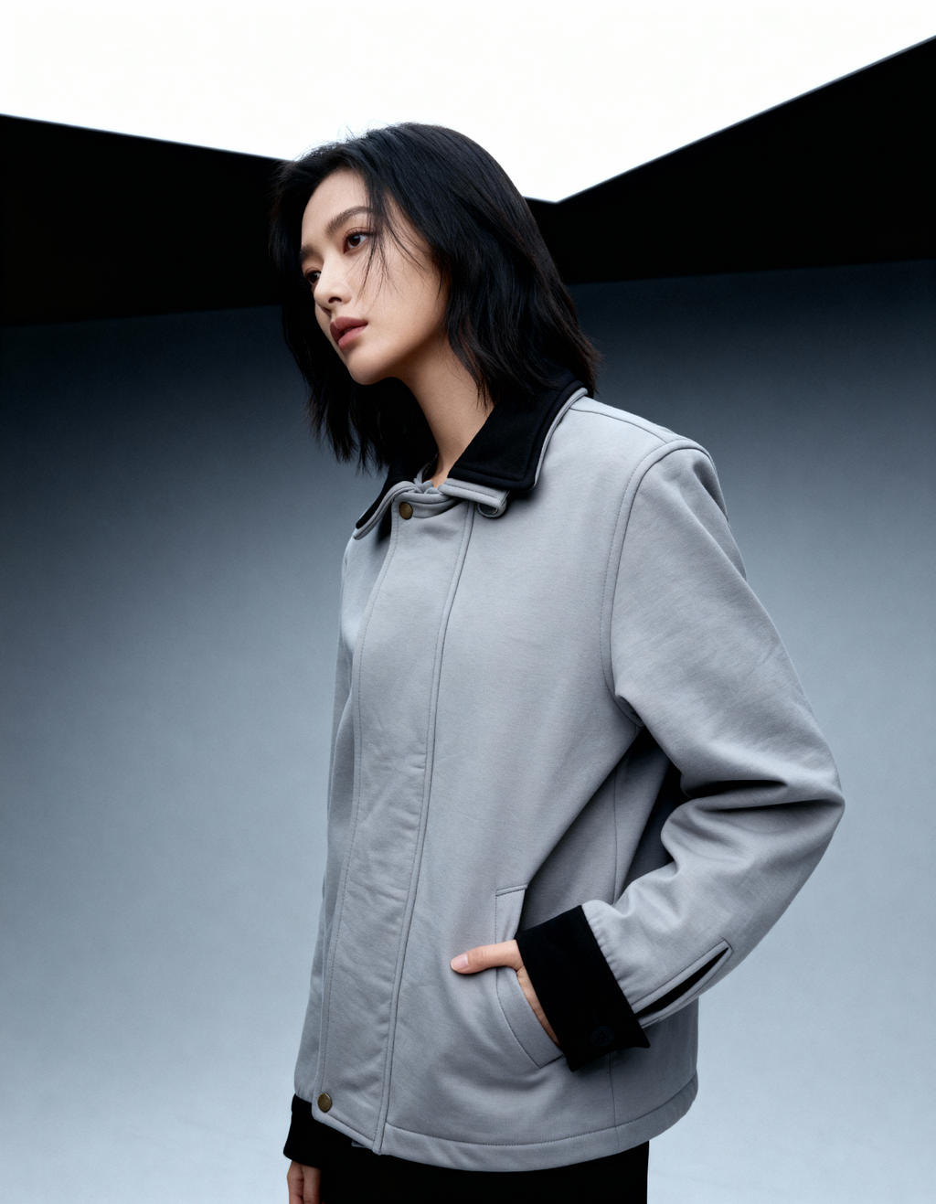 Sashimi Jacket | Blended Wool & Leather Patch Jacket