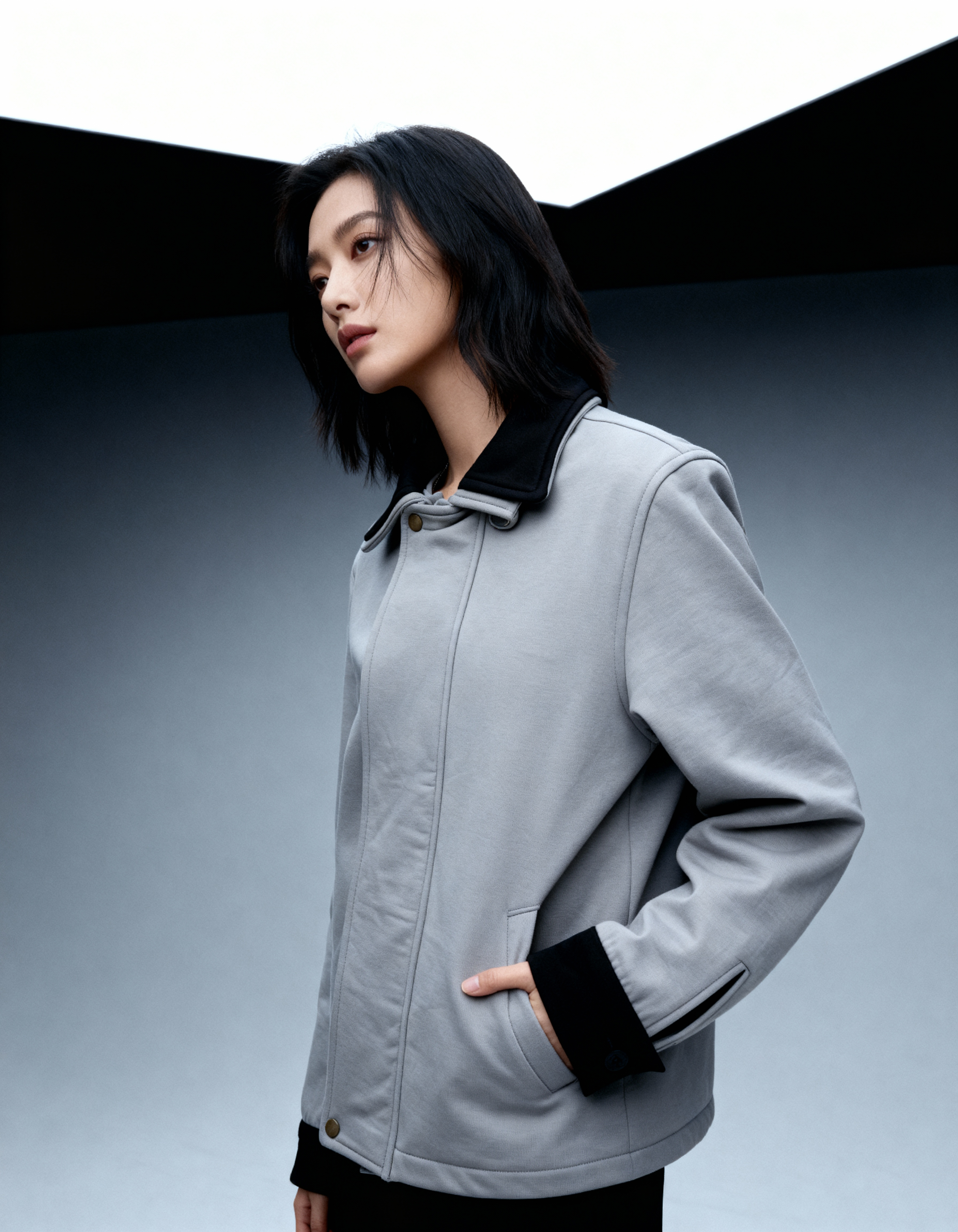 Sashimi Jacket | Blended Wool & Leather Patch Jacket