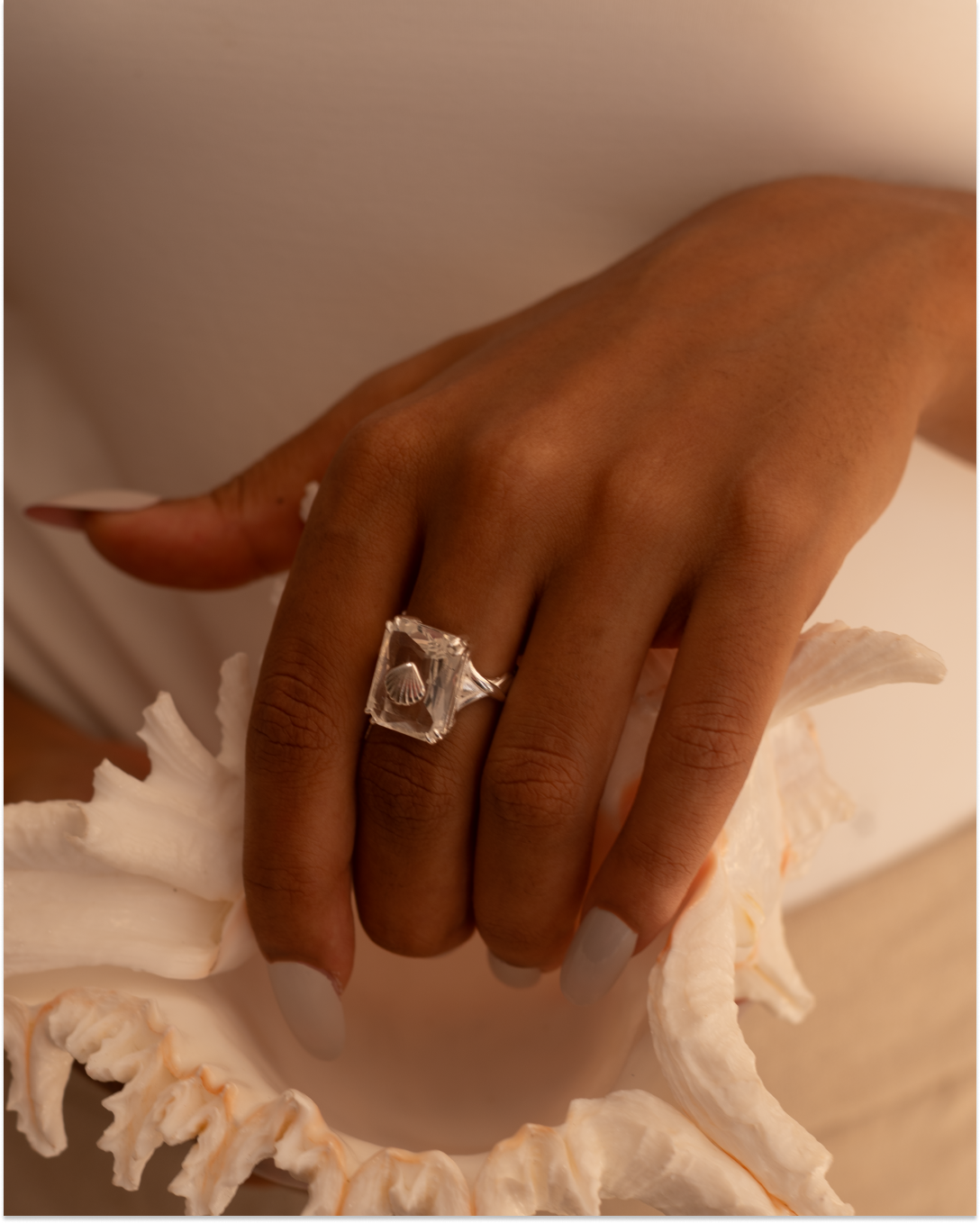 Shell Drop Ring | Ocean Inspired Statement Ring