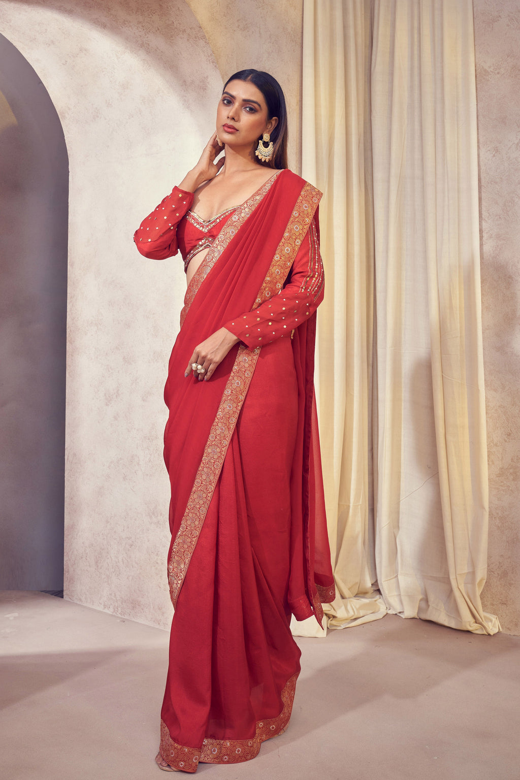 Rang Organza Saree With Hand-Embroidered Blouse | Stunning Designer Indian Occasion Wear