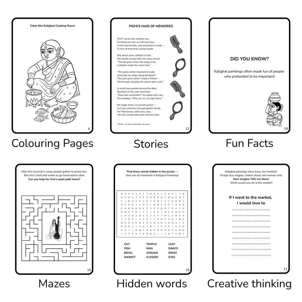 Kalighat Heritage Folk Puzzles | Set of 6 India-Inspired Block Puzzles | Engaging Toys For Children