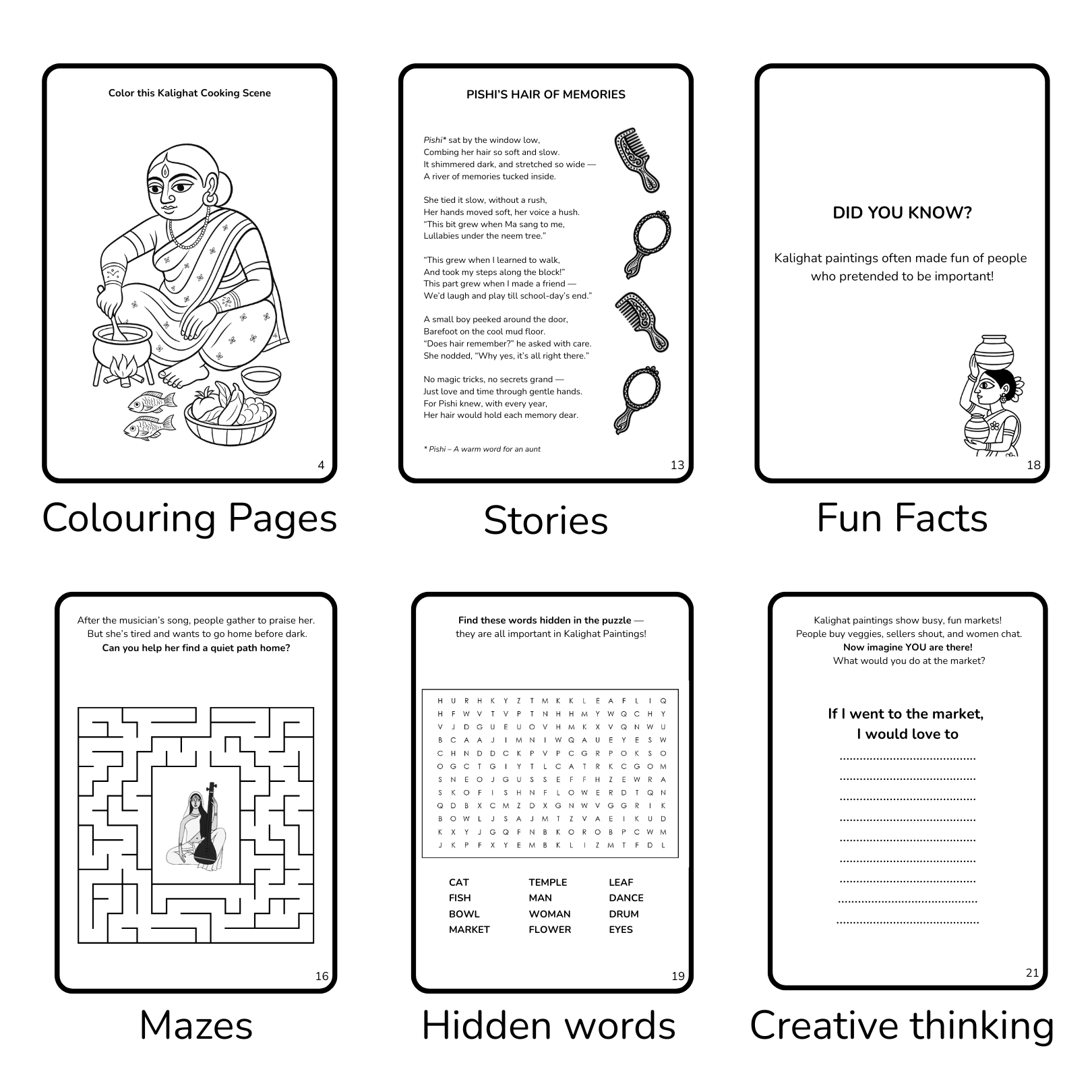 Kalighat Heritage Folk Puzzles | Set of 6 India-Inspired Block Puzzles | Engaging Toys For Children