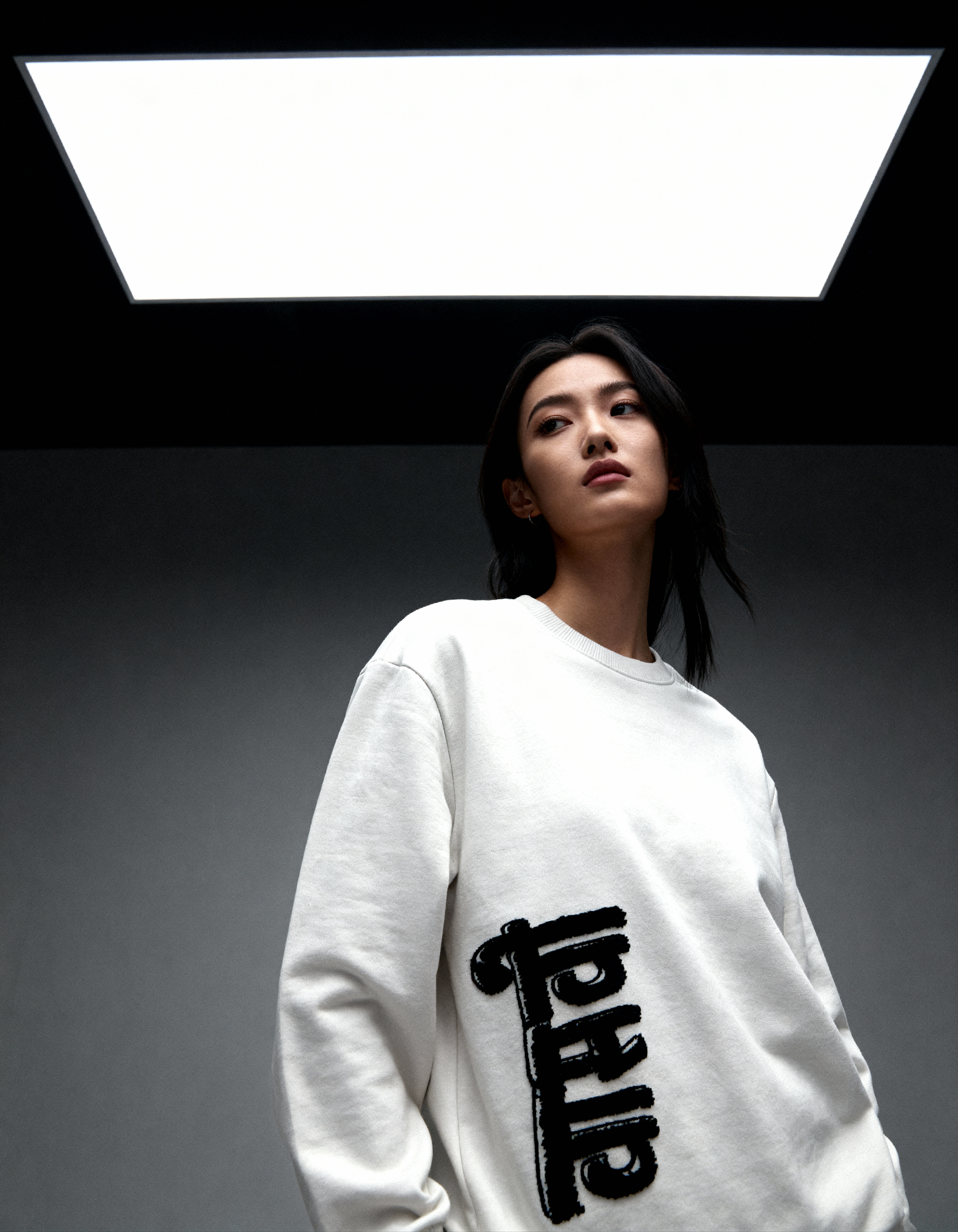 Threaded Harmony Sweatshirt | Oversized Embossed White Sweatshirt