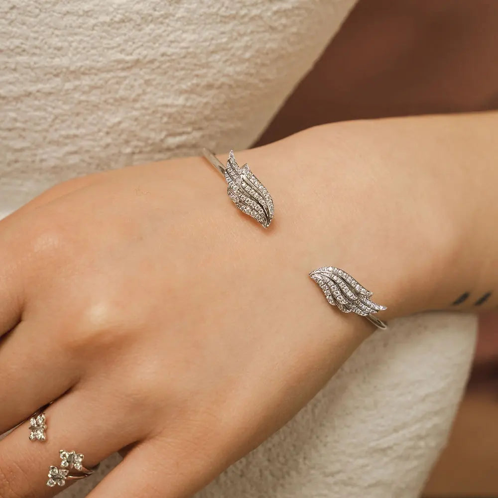 Angel Wing Sterling Silver Bangle BLOOMTINE