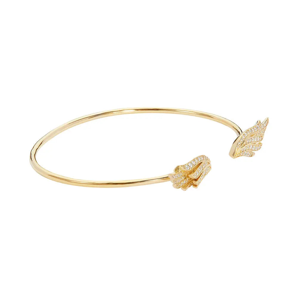 Angel Wings Gold Vermeil Bangle - Medium Size BLOOMTINE
