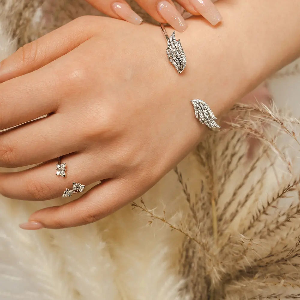 Angel Wing Sterling Silver Bangle BLOOMTINE