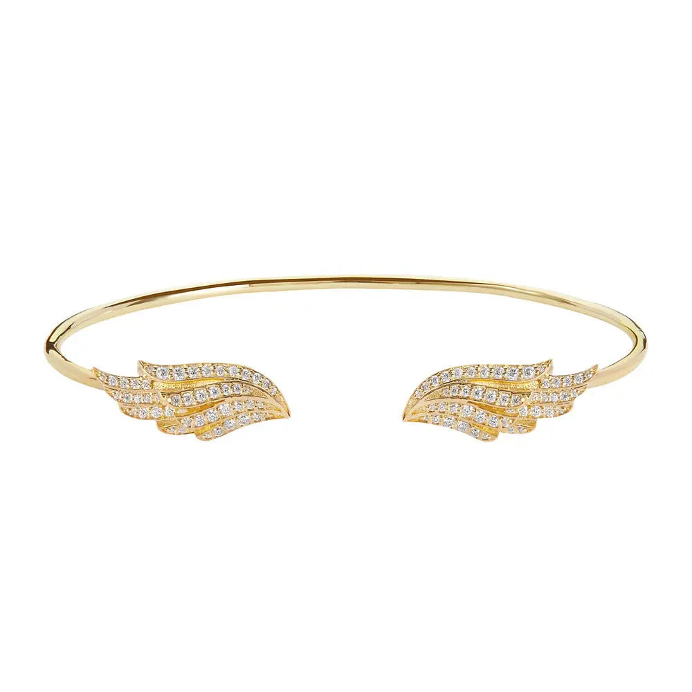 Angel Wings Gold Vermeil Bangle - Medium Size BLOOMTINE