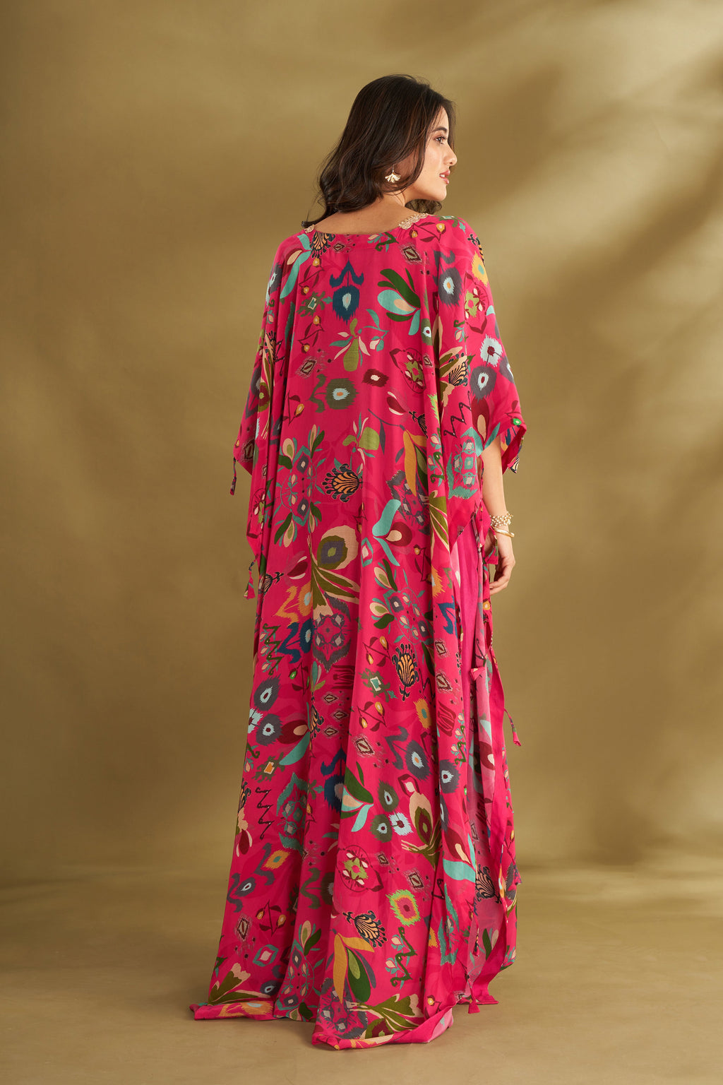 Hot Pink Drape Skirt & Cape Set | Designer Indo-Western Wedding Wear 