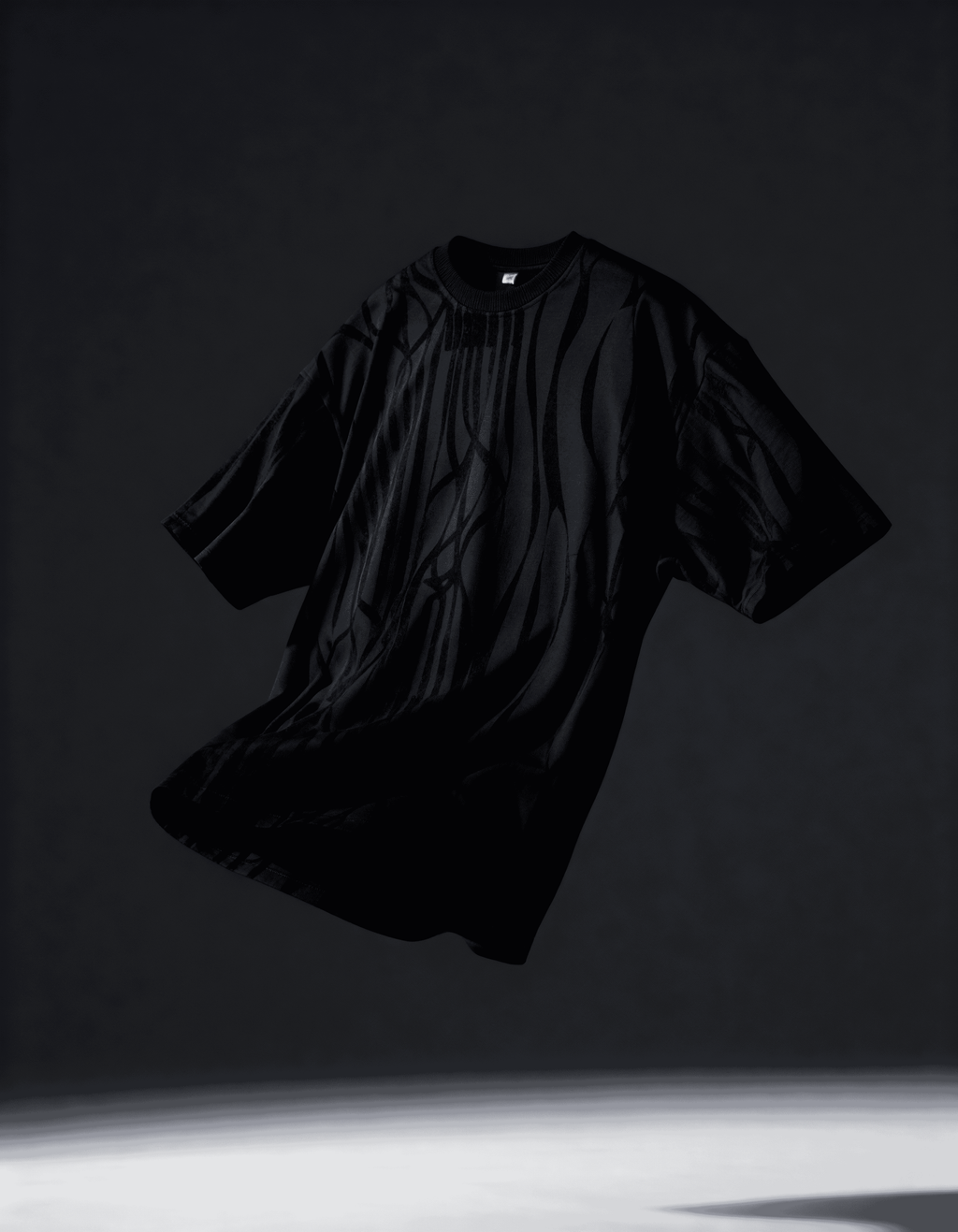 Dreamwave | Black Mesh Overlay Jersey Shirt 