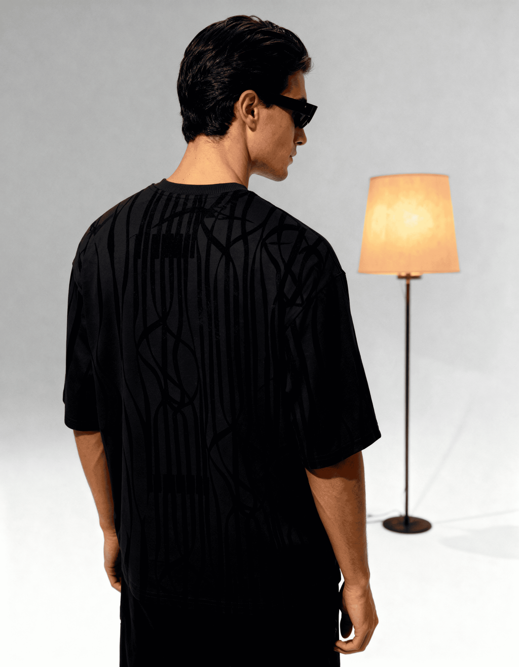 Dreamwave | Black Mesh Overlay Jersey Shirt 