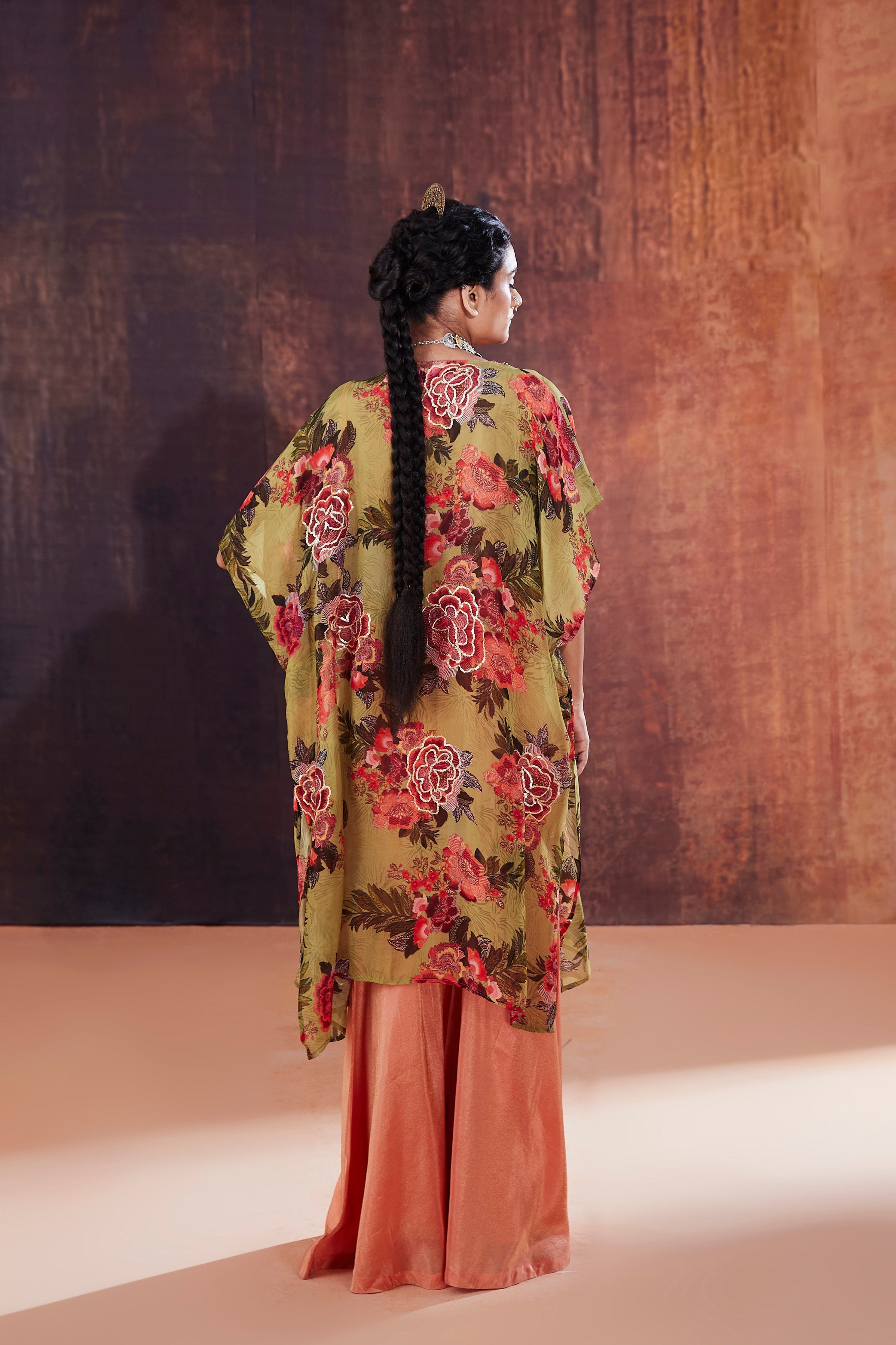 Coral Sharara Set With Jacket | Designer Indian Occasion Wear Affroz