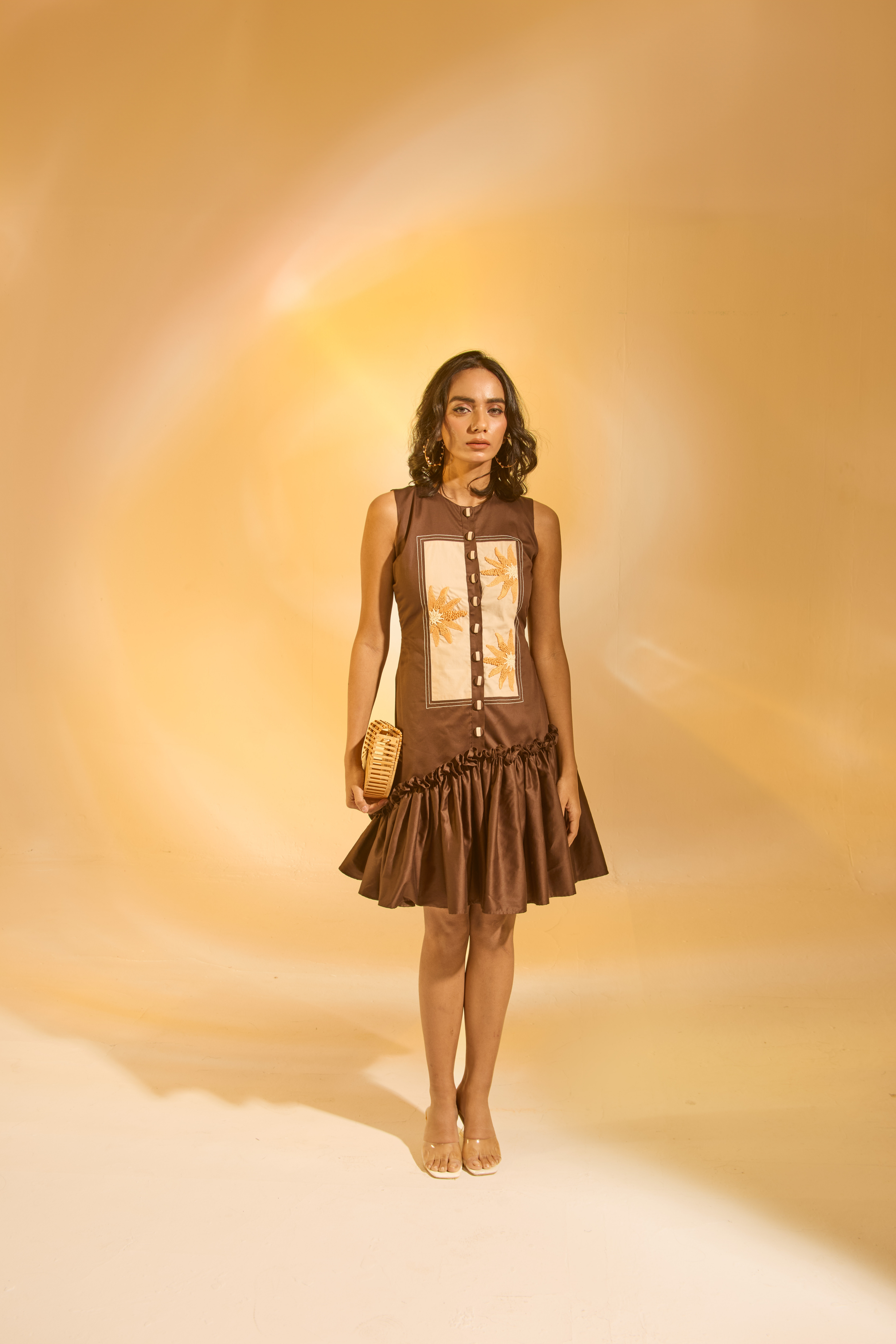 Cove | Ruffle Brown Dress An'era by Asmita Verma