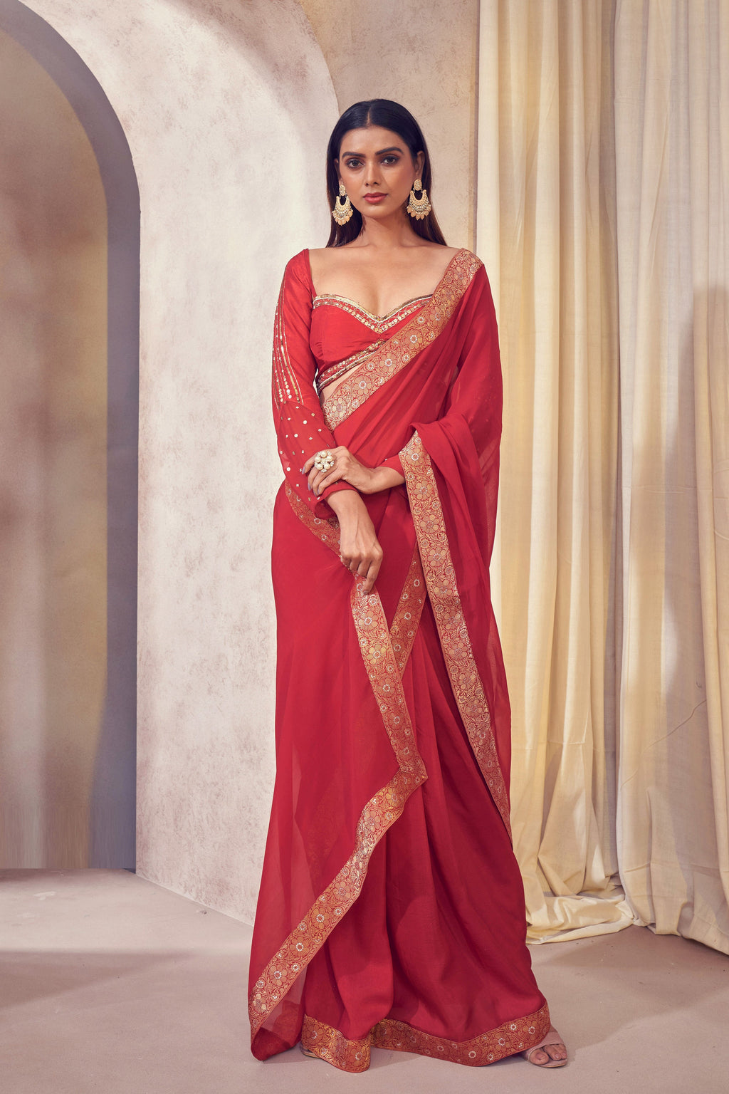 Rang Organza Saree With Hand-Embroidered Blouse | Stunning Designer Indian Occasion Wear