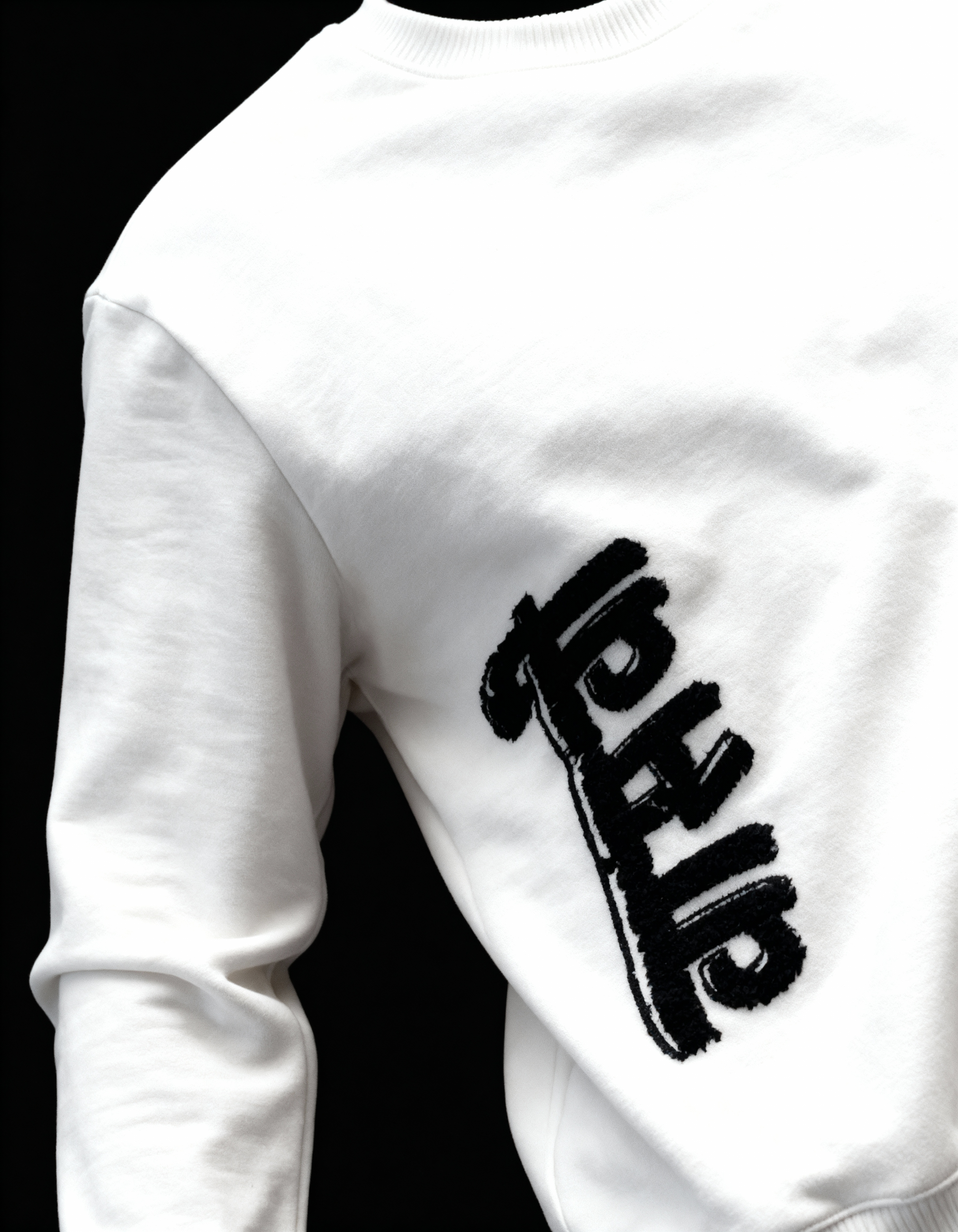 Threaded Harmony Sweatshirt | Oversized Embossed White Sweatshirt