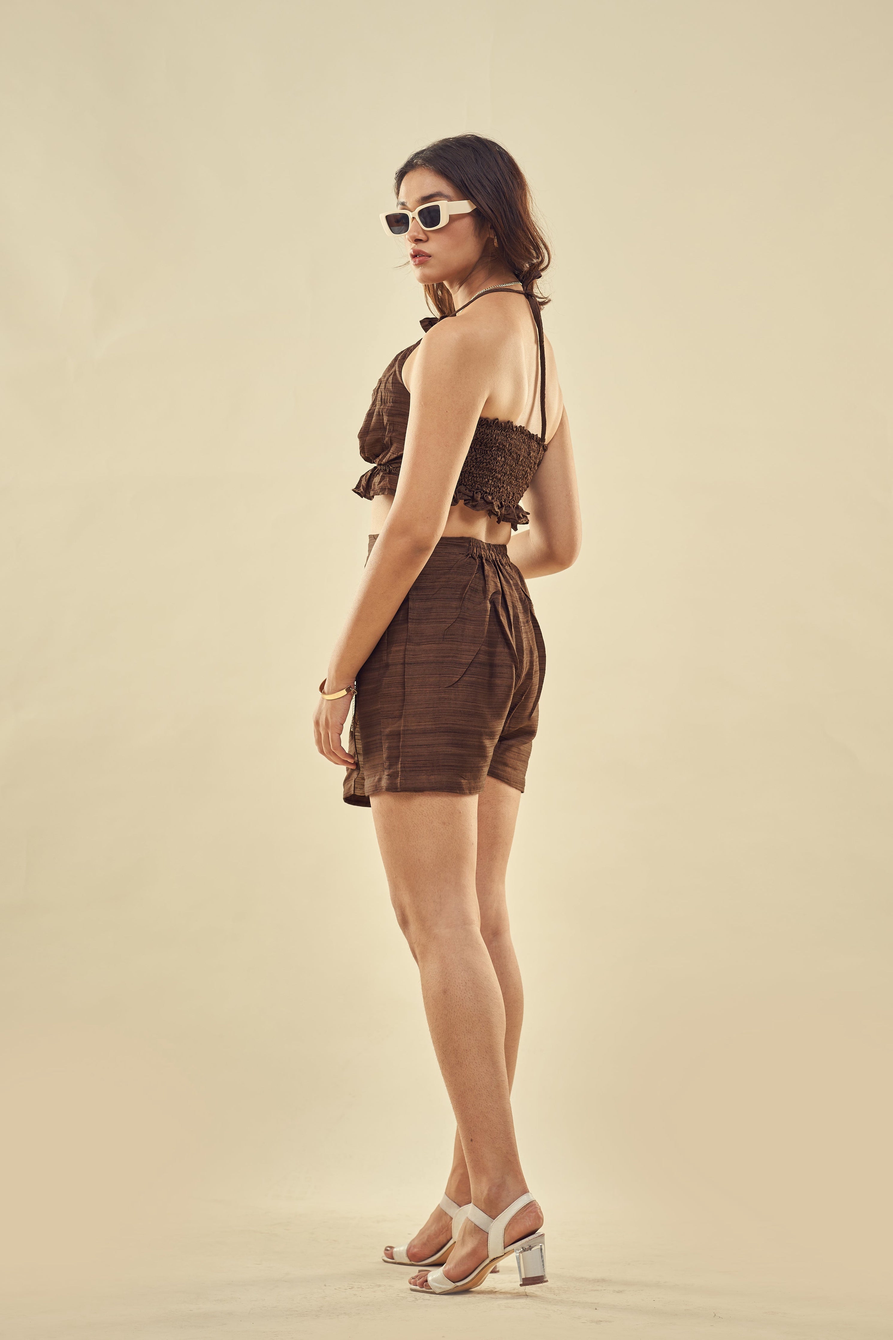 Summer Paradise Brown Skorts Set | Premium Resortwear Co-ord Set
