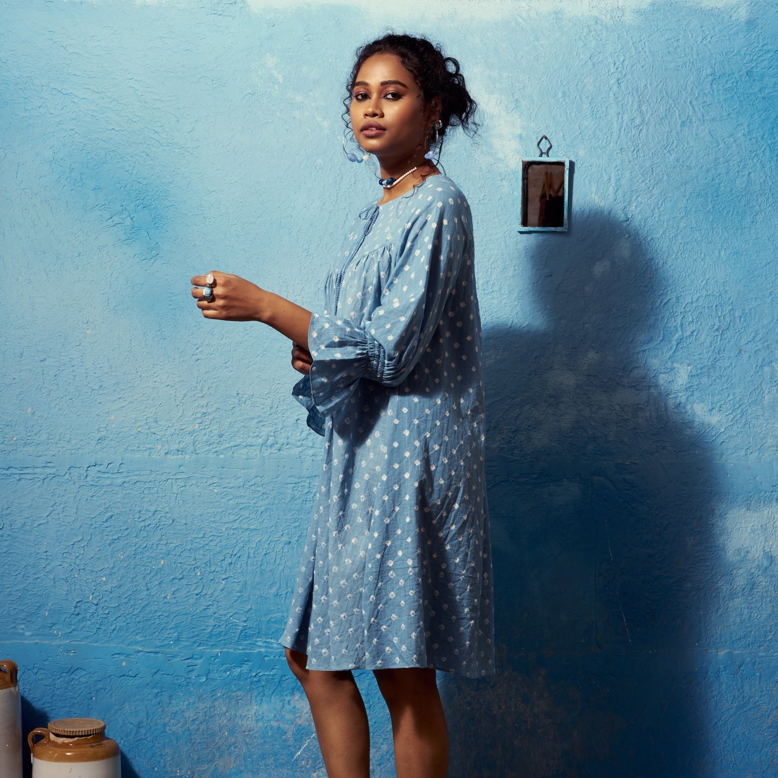 Mira Bandhej Cotton Dress |  A-Line Silhouette & Elegant Daywear The House Of Ara