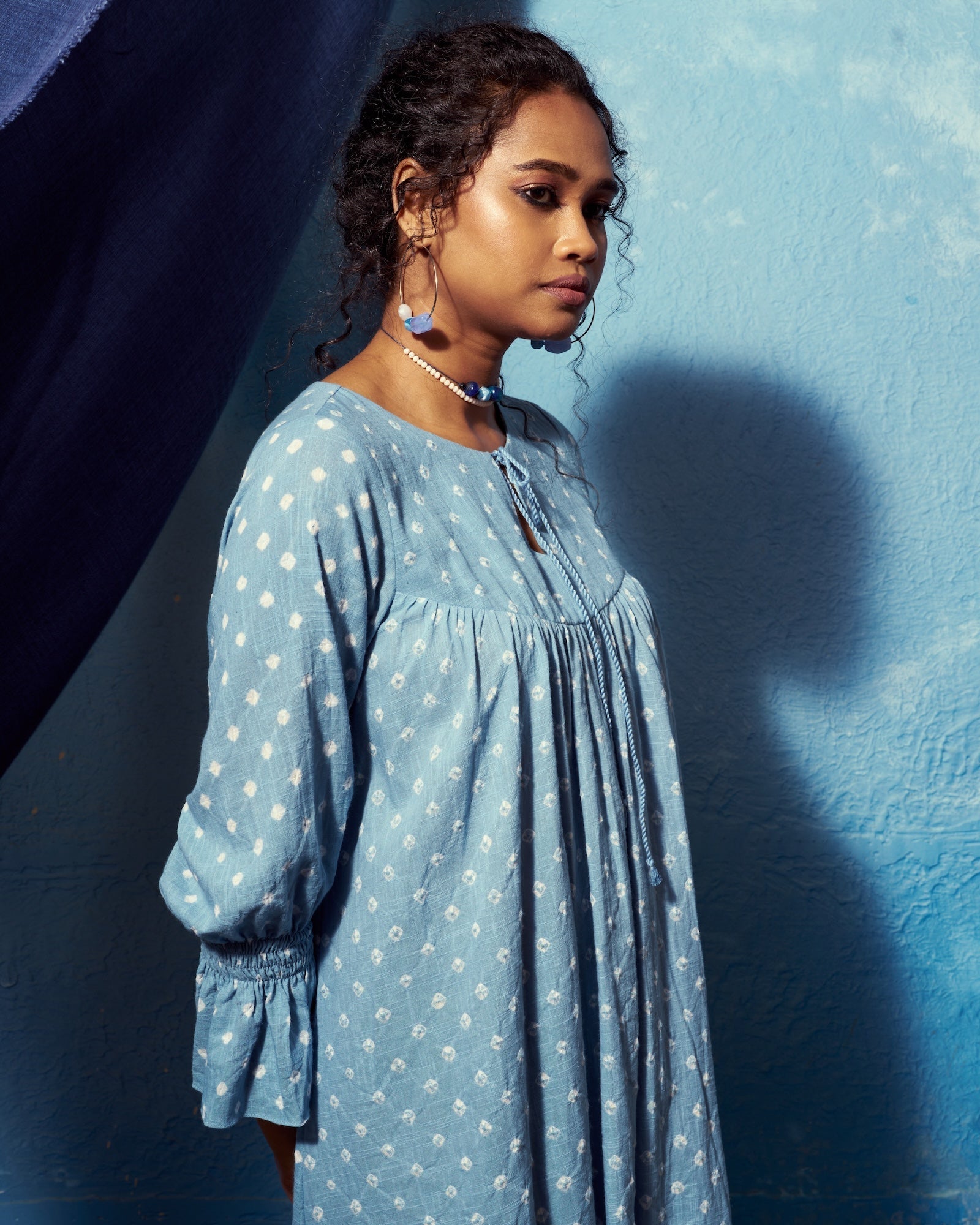 Mira Bandhej Cotton Dress |  A-Line Silhouette & Elegant Daywear The House Of Ara