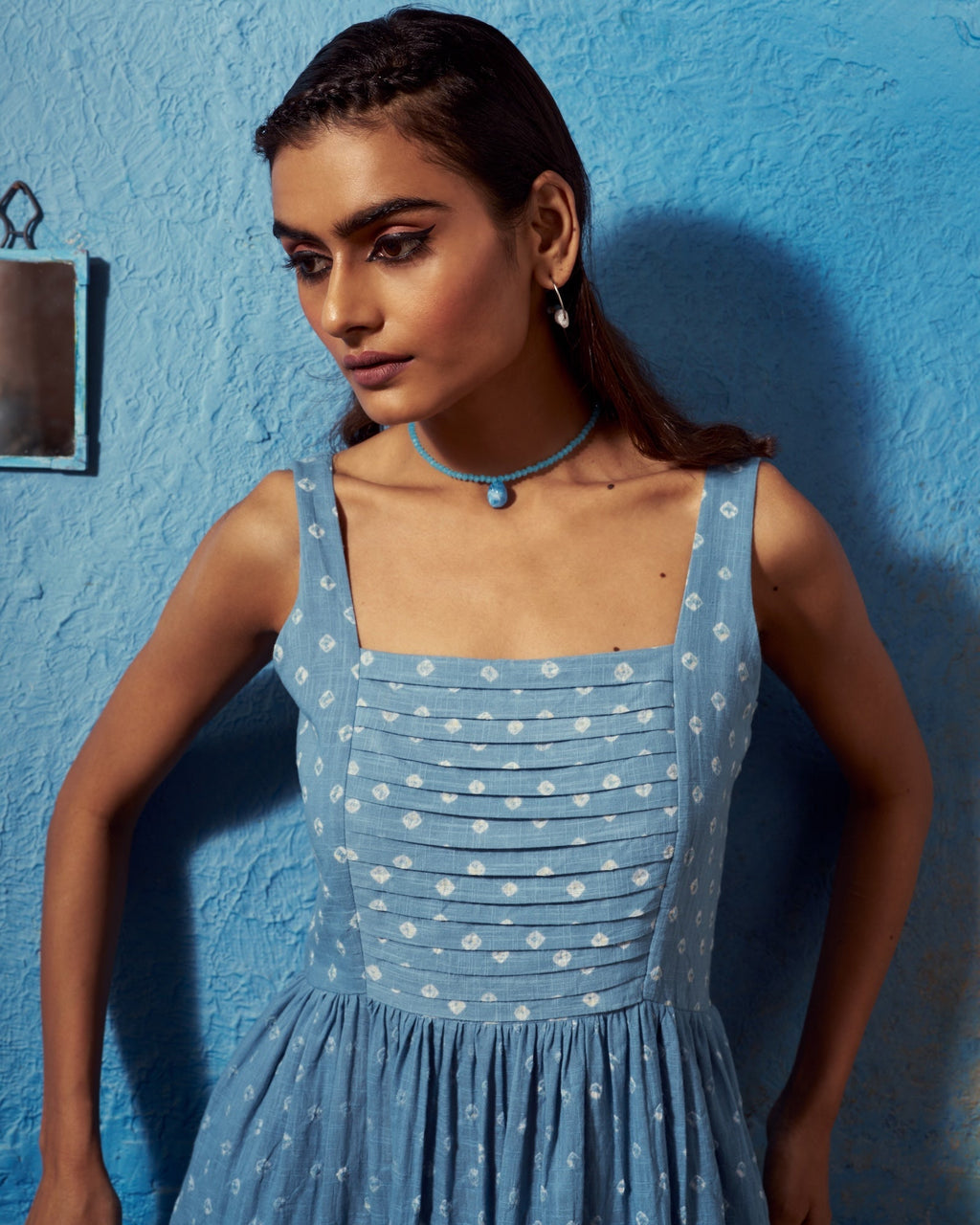 Elegant Mridani Cotton Midi Dress | Statement Tie-Back The House Of Ara