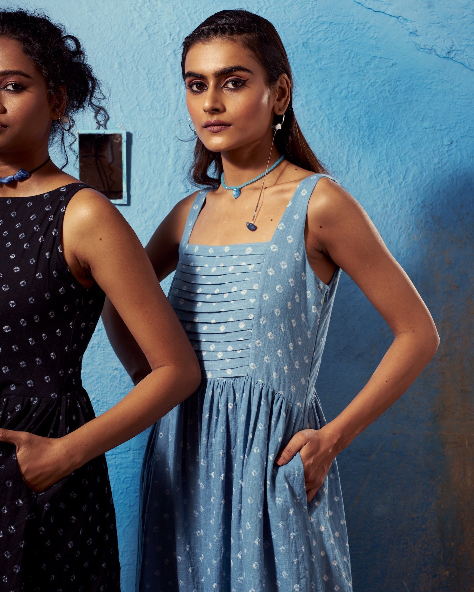 Elegant Mridani Cotton Midi Dress | Statement Tie-Back The House Of Ara