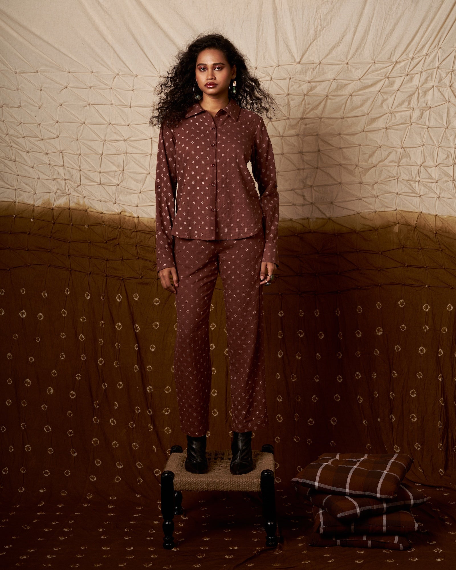 Artisan Brown Saumya Top | Bandhej on Cotton The House Of Ara
