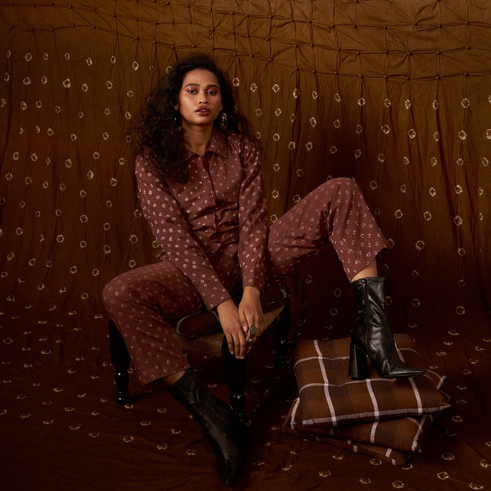 Artisan Brown Saumya Top | Bandhej on Cotton The House Of Ara