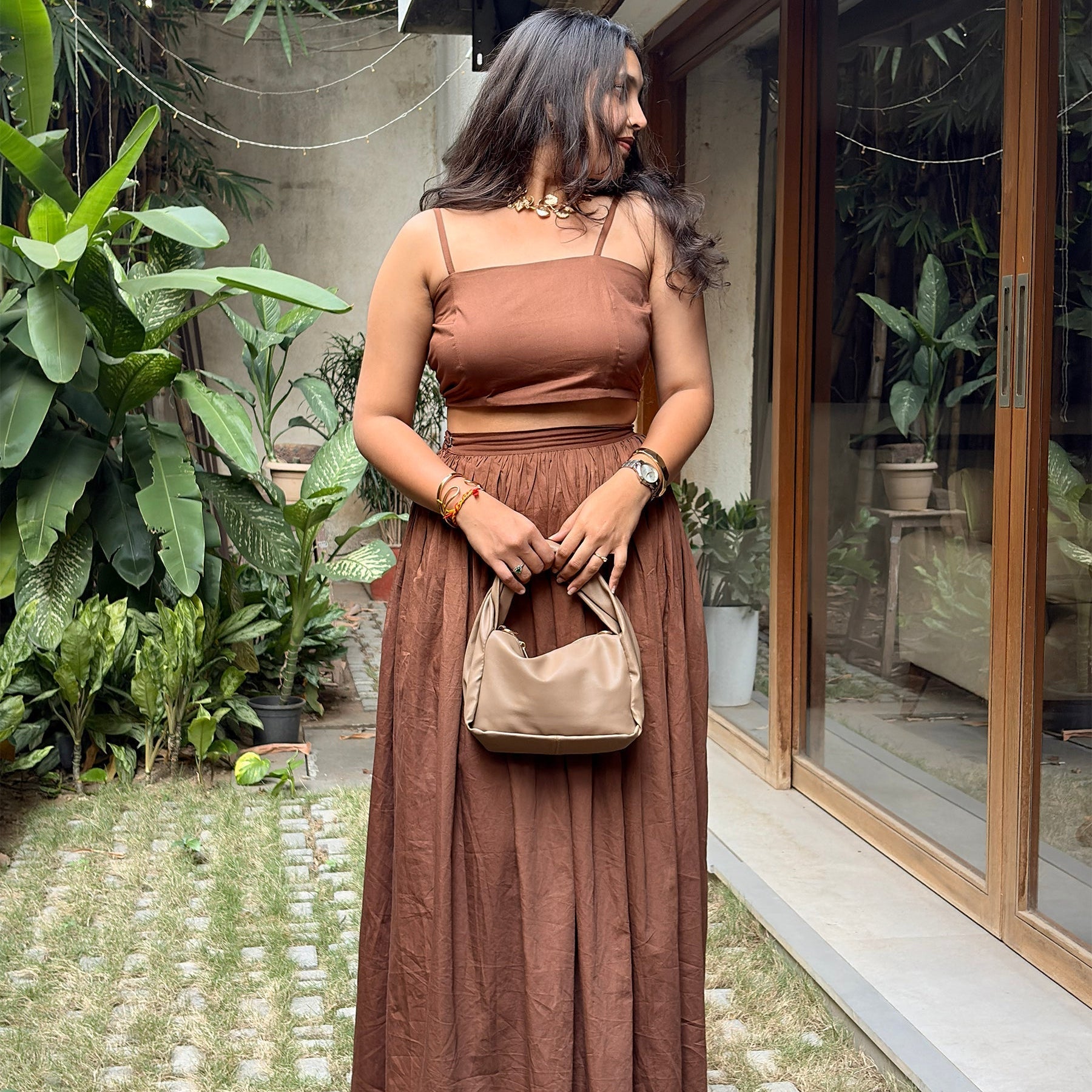 Brown Top & Skirt Set | Designer Indo-Western Wedding & Occasion Wear 