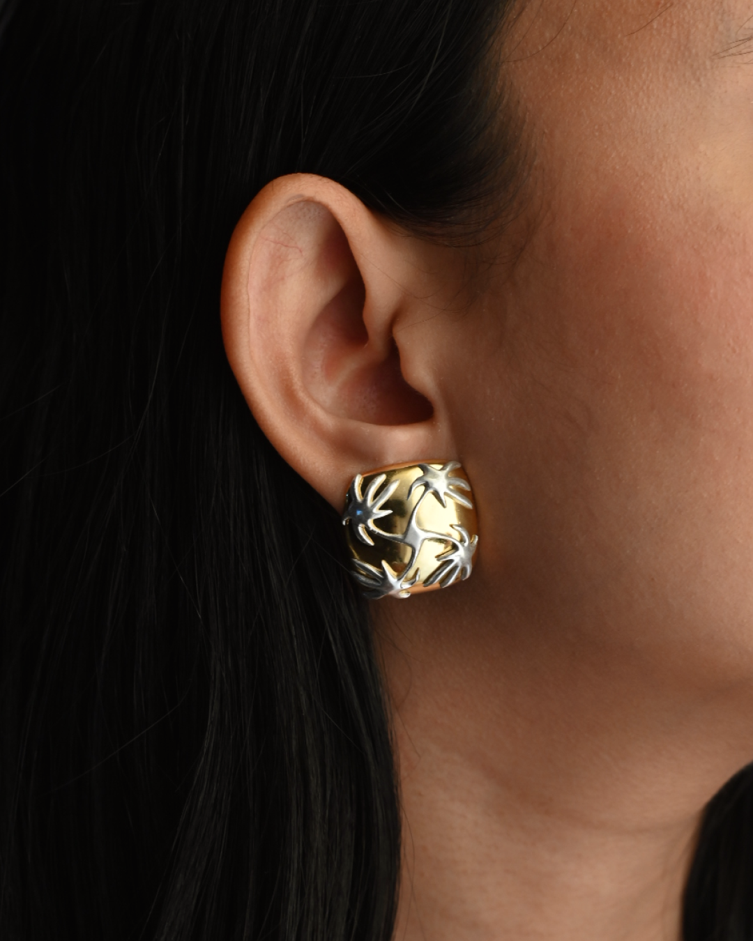 Palm Forest Stud Earrings | Designer Statement Earrings 