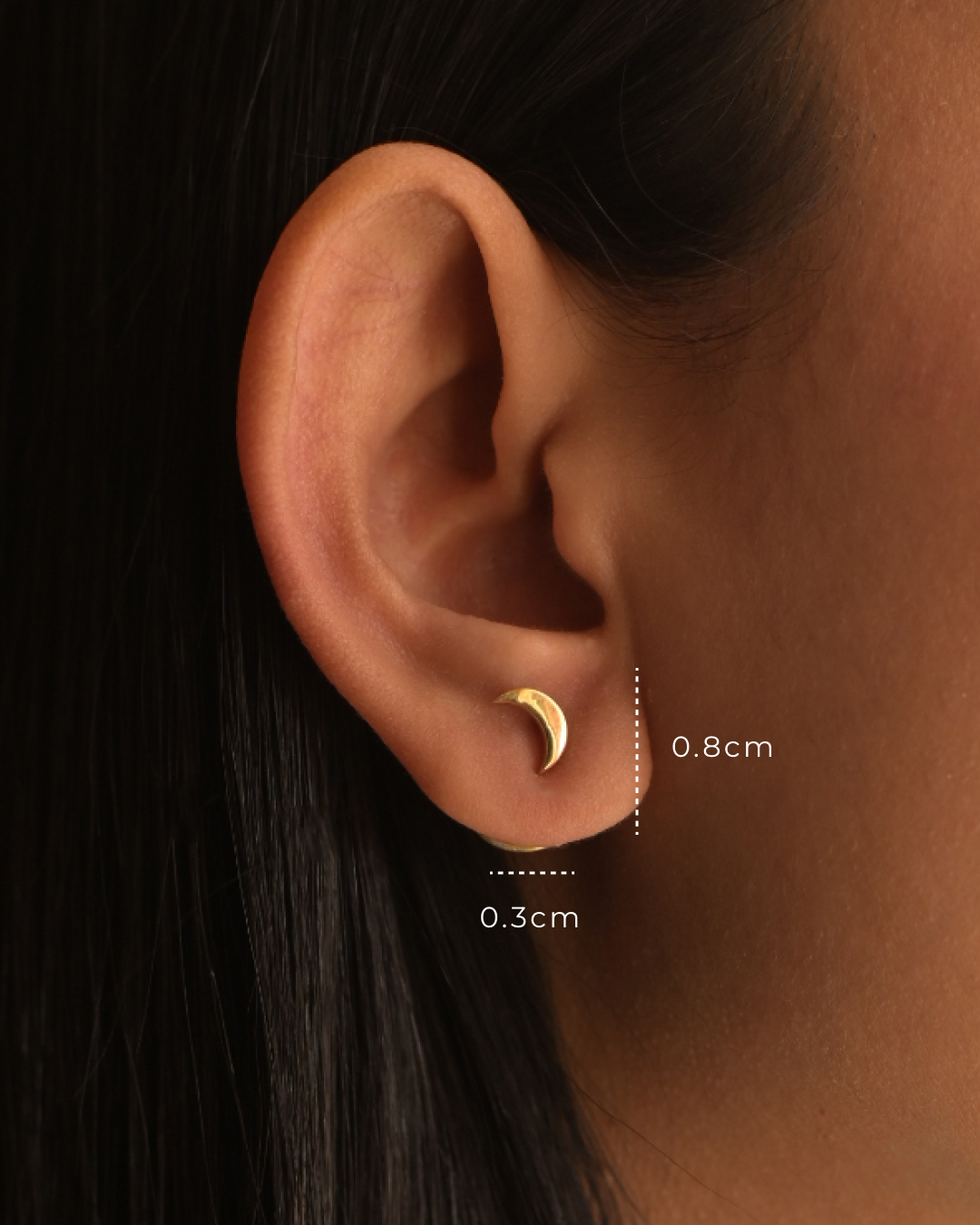 Crescent Moon Stud Earrings | Cosmic Inspired Minimalist Stud Earrings Era Stories